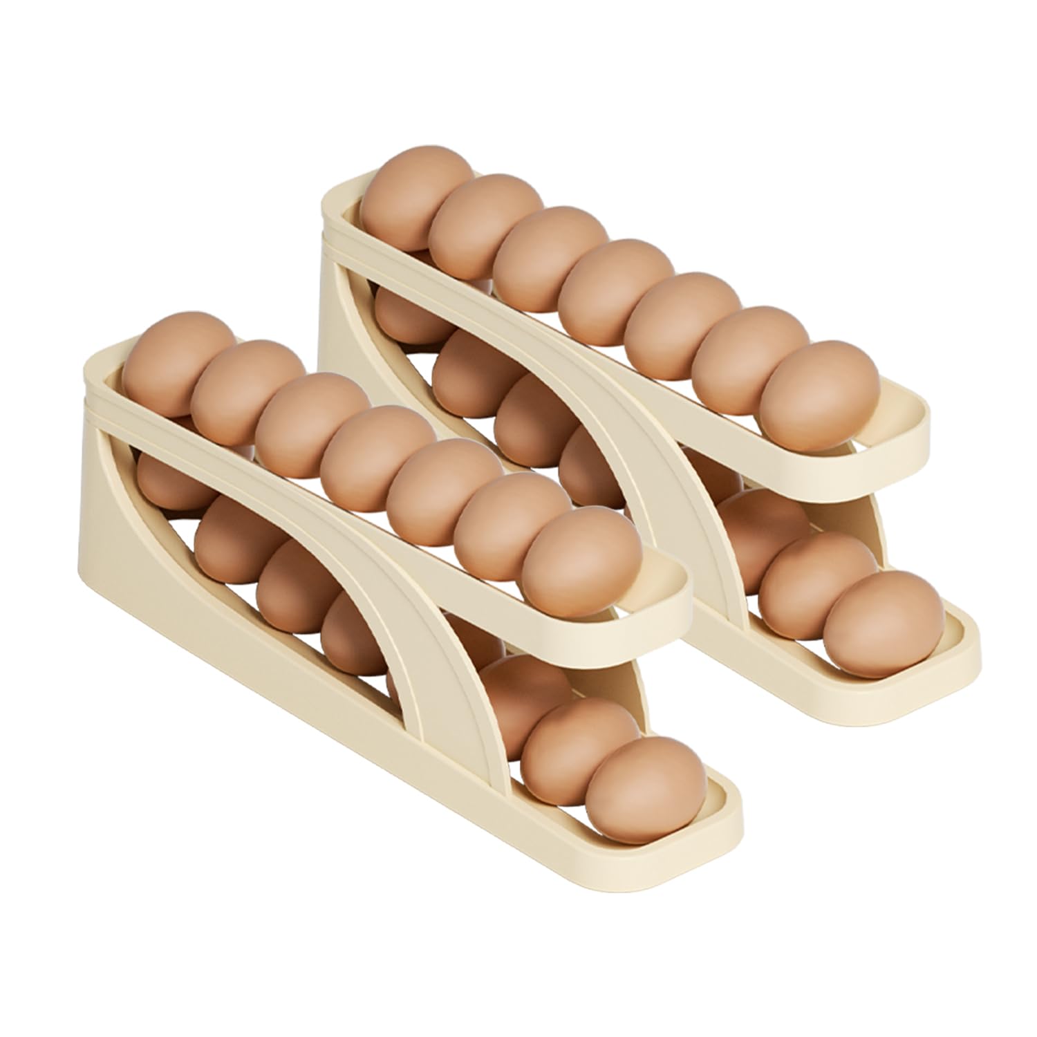 2-Pack Automatic Rolling Egg Holder Dispenser for Refrigerator - Space Saving Double Layer Egg Storage Tray | Perfect for Kitchen Organization & Fresh Egg Preservation