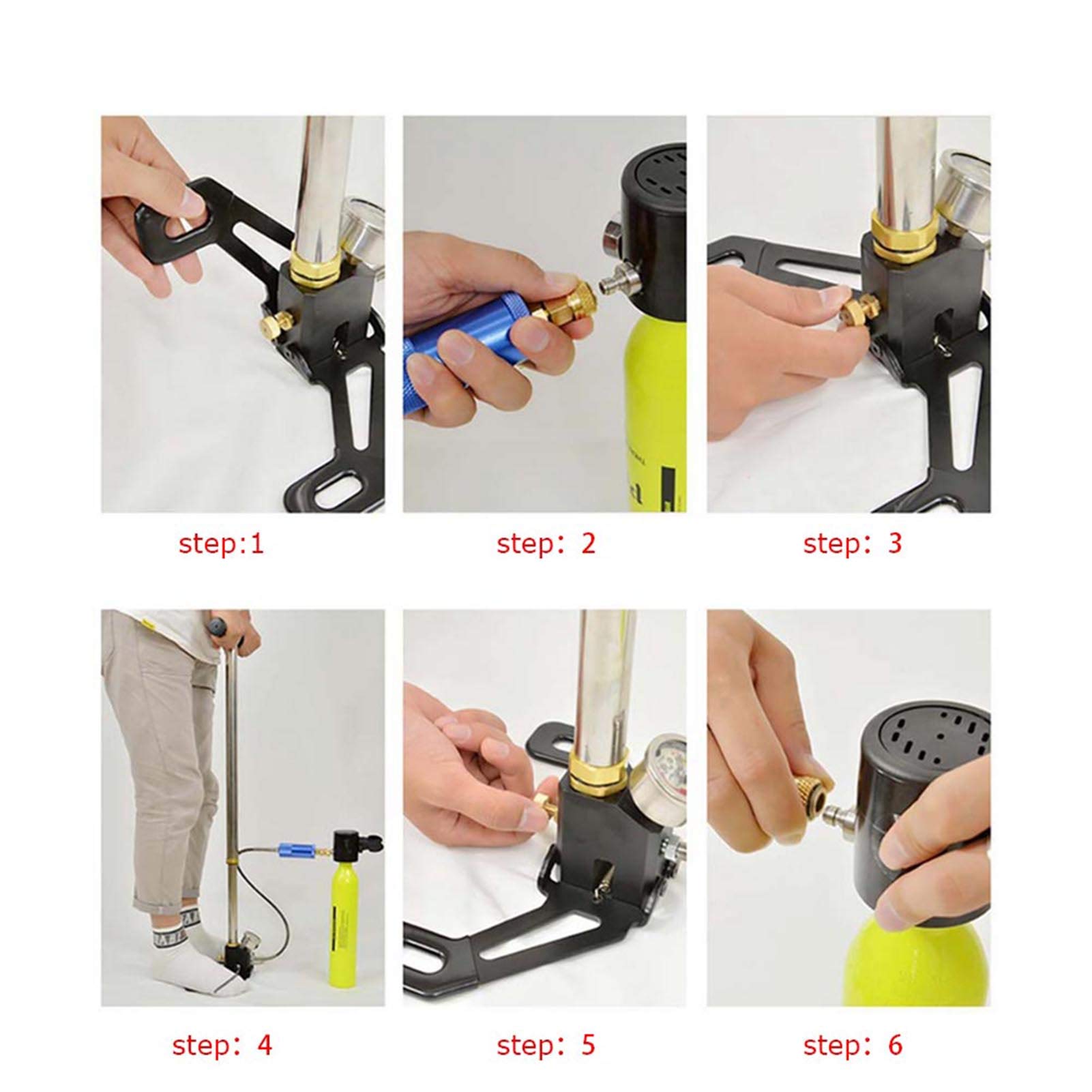 Zetiling High Pressure Manual Hand Pump for Diving, 0.5L Mini Oxygen Tank with 53cm Stainless Steel Air Tube - Includes Connector, Wrench & Accessories - Perfect for Scuba Diving, Snorkeling & Emergency Oxygen Supply