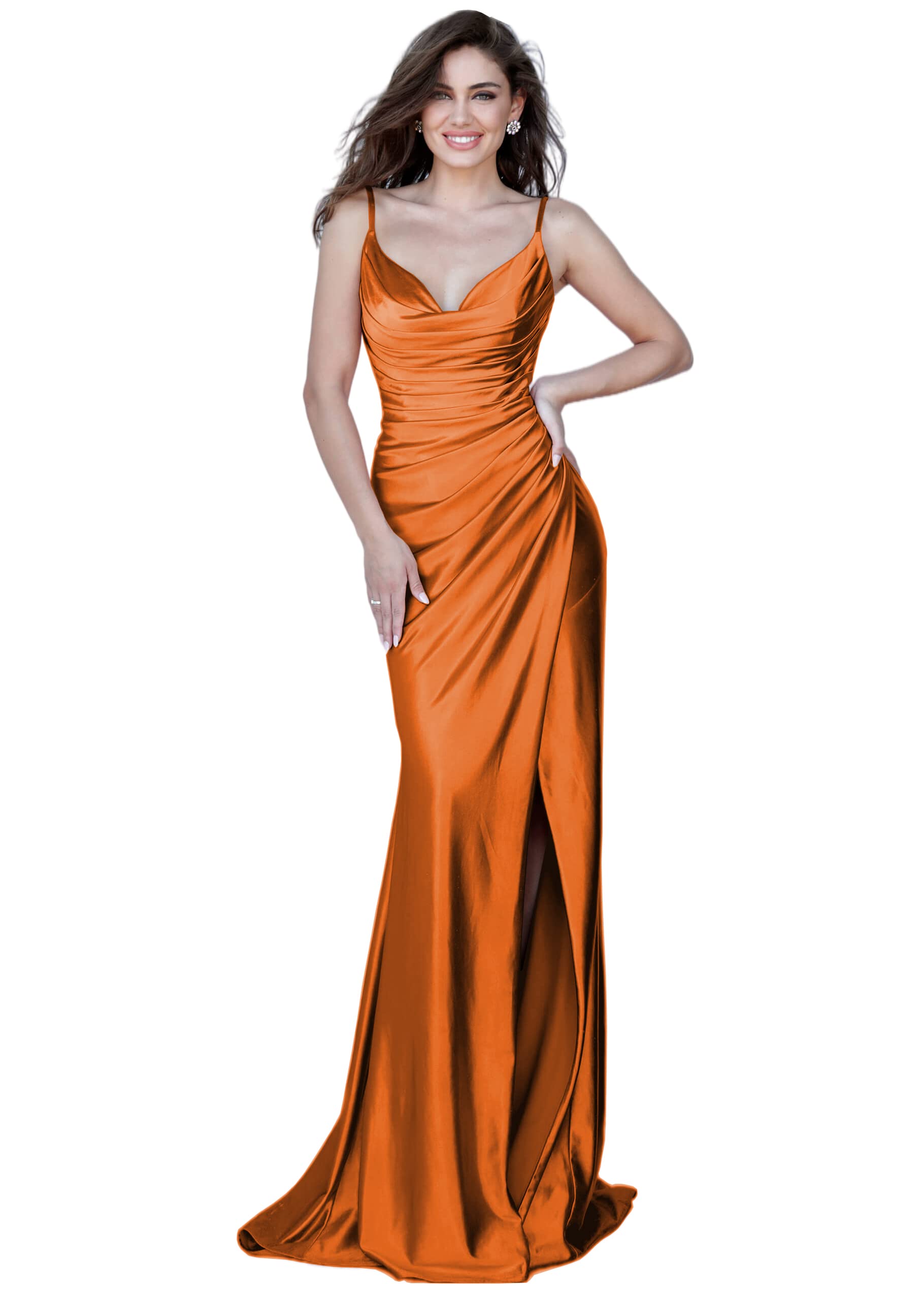 Elegant Mermaid Prom Dresses for Women - Long Ball Gown with Spaghetti Straps, Ruched Wrap & High Slit - Perfect for Formal Evening Parties, Homecoming Dances & Special Occasions