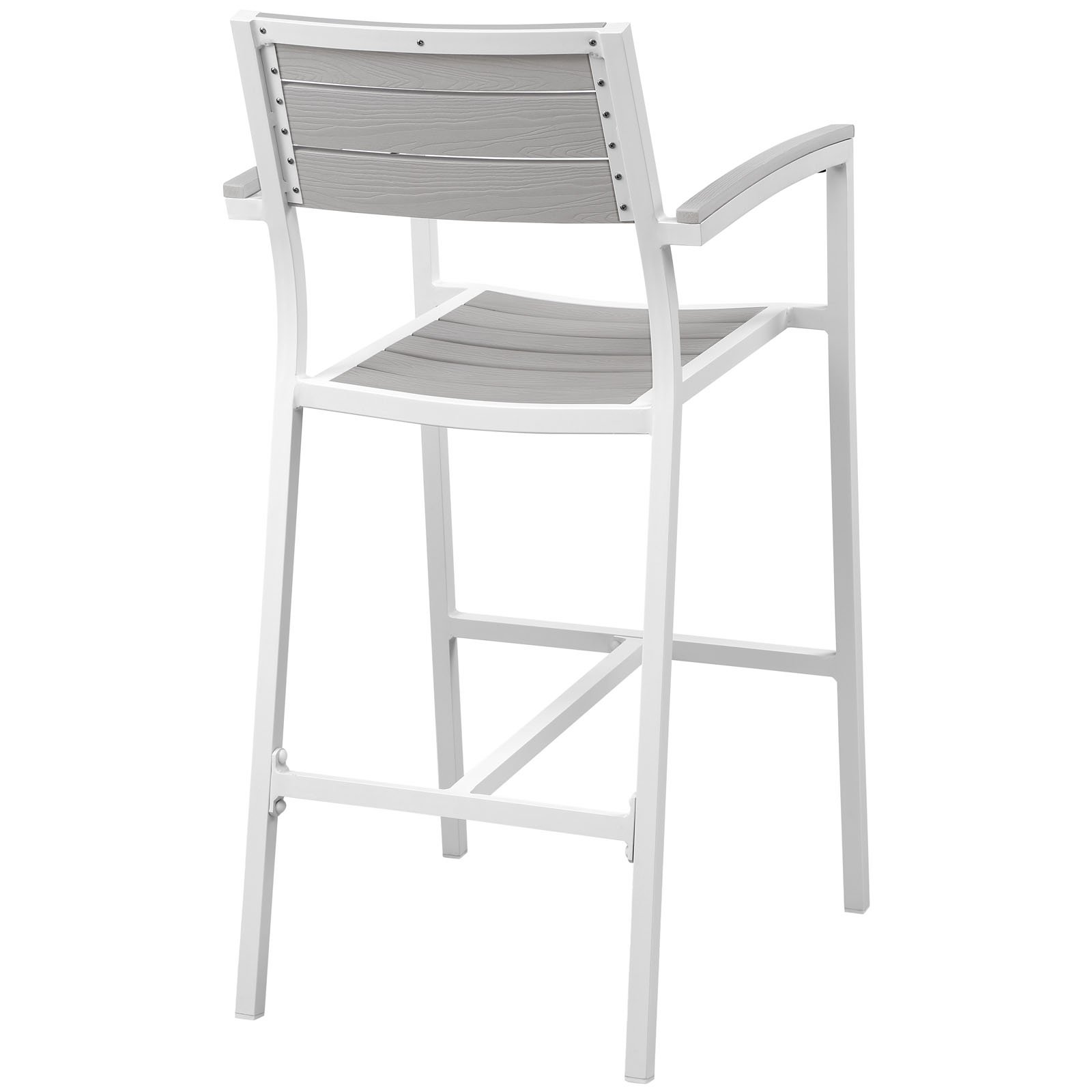 Modway Maine Aluminum Outdoor Patio Bar Stools Set of 2 - White & Light Gray - Weather-Resistant Bar Height Stools for Backyard, Deck, Poolside & Garden Seating