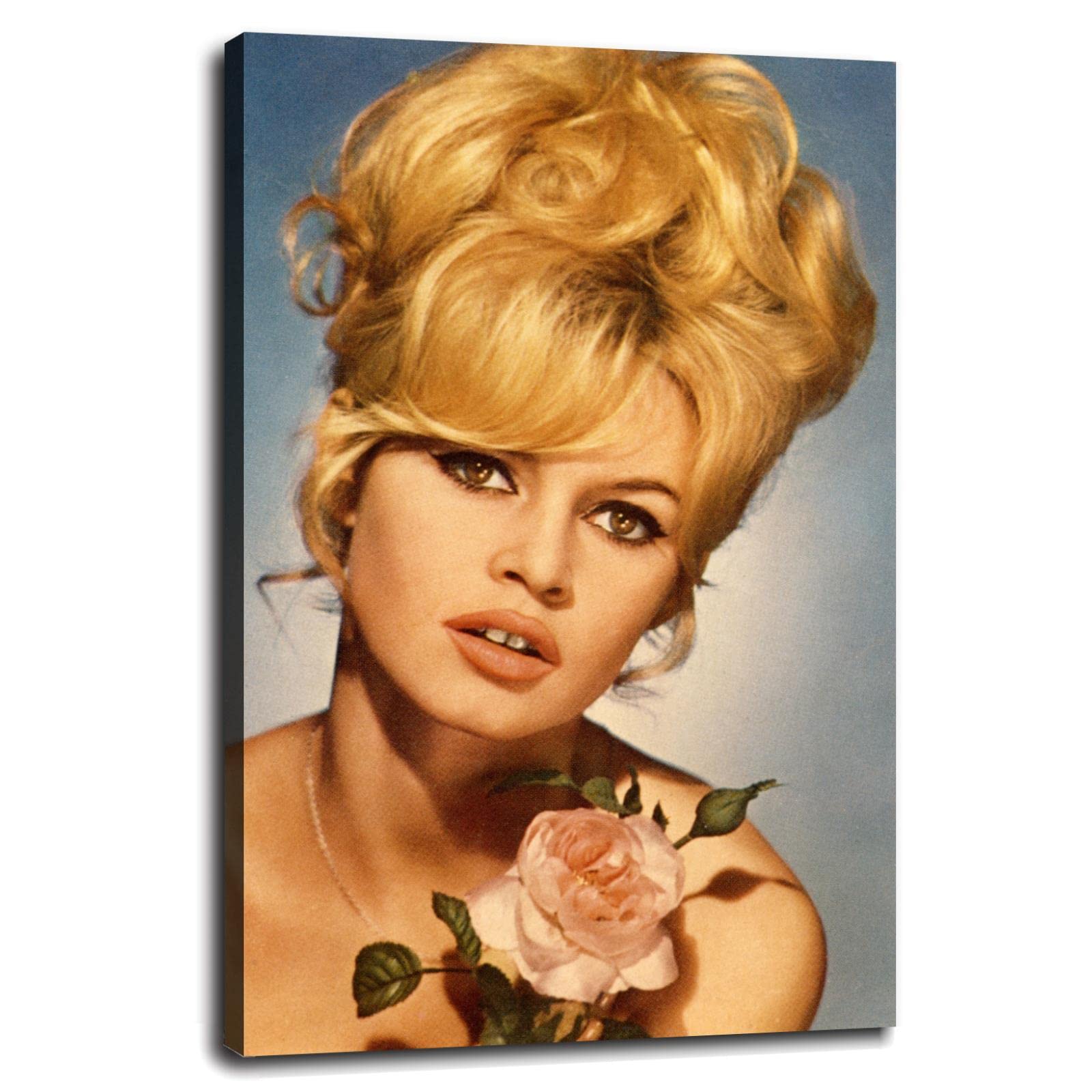 Vintage Marie Bardot Singer & Model Poster - Canvas Print Wall Art for Home, Office, Hotel Decor - Framed 30x20 Inches - Perfect for Living Room, Bedroom & Bathroom Décor