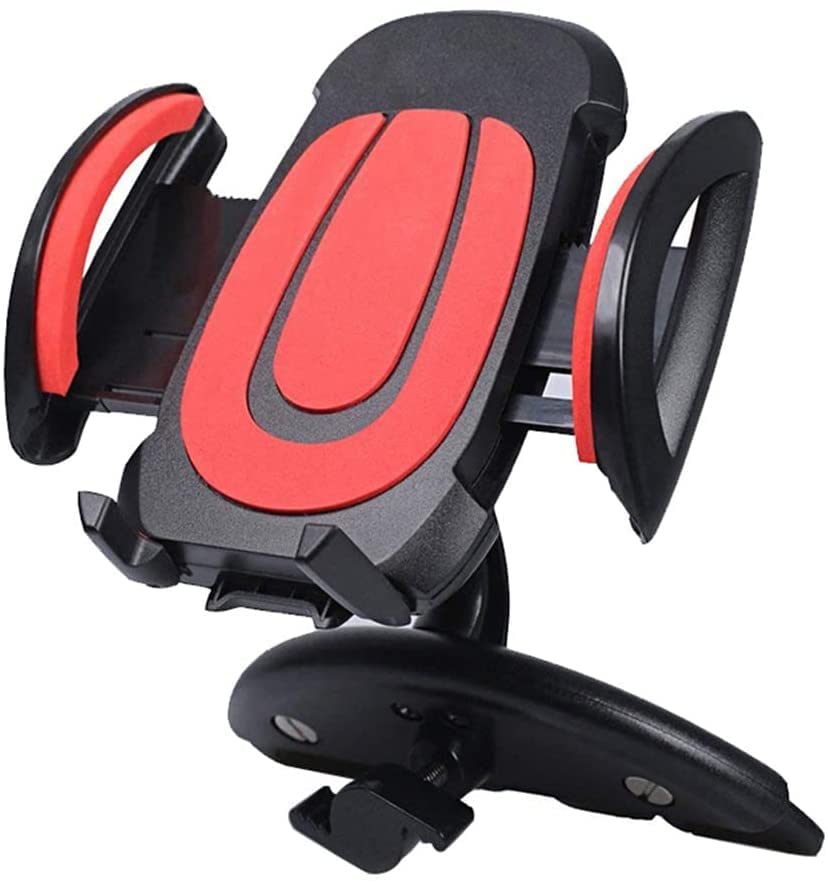 Universal Car Phone Holder - ASFD CD Slot Car Phone Mount Stand for iPhone, Samsung & All Smartphones - Secure & Adjustable Phone Cradle (Red) - Perfect for Driving, Navigation & Hands-Free Calls