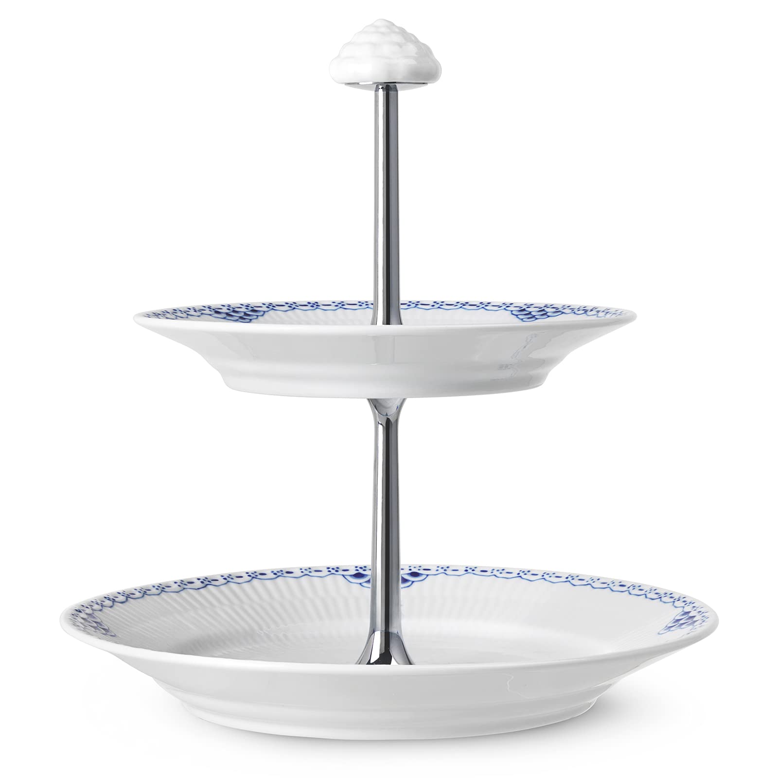 Royal Copenhagen 1062485 2-Tier Princess Dessert Stand - Elegant White Porcelain Cake Stand for Weddings, Afternoon Tea & Special Occasions