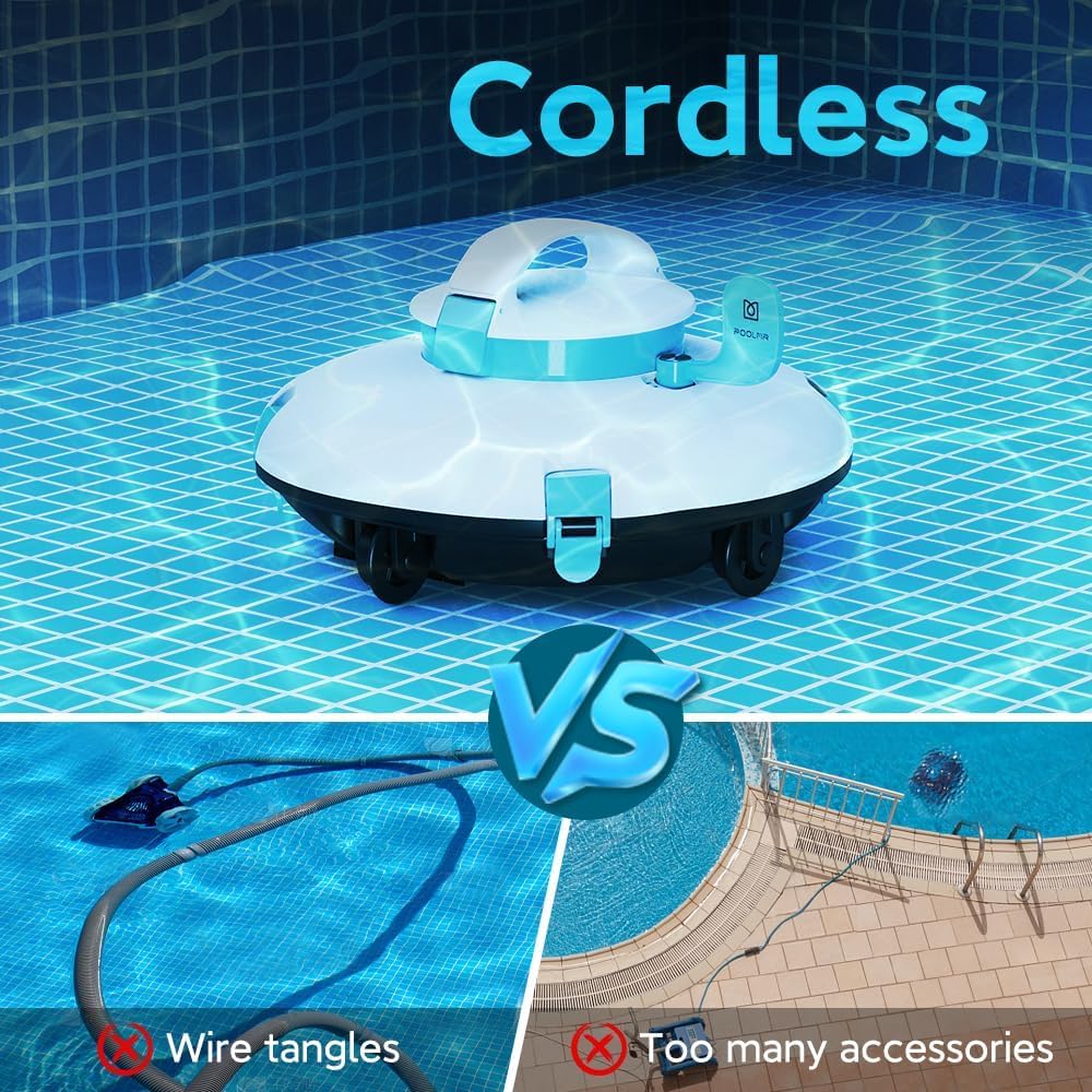 **Automatic Cordless Robotic Pool Cleaner for Above Ground Pools – 52 Ft/Min High-Speed, Dual-Motor, IPX8 Waterproof, Self-Parking – Ideal for Flat Swimming Pools (Blue) – Perfect for Easy Pool Maintenance & Crystal Clear Water**