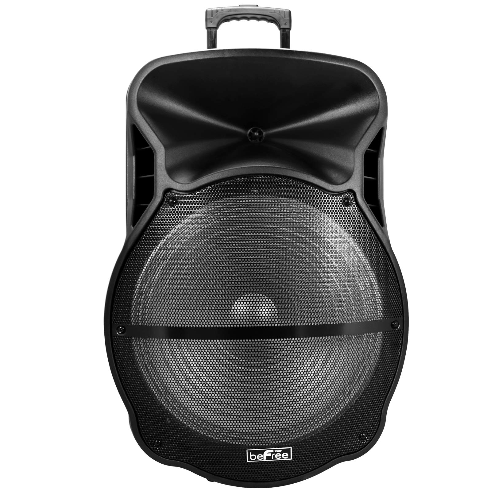 beFree Sound 18 Inch Bluetooth Party Speaker - Portable Rechargeable Wireless Speaker with LED Lights, USB/SD Playback, Mic/Guitar Inputs & FM Radio - Perfect for Outdoor Parties, Beach Gatherings & Home Entertainment
