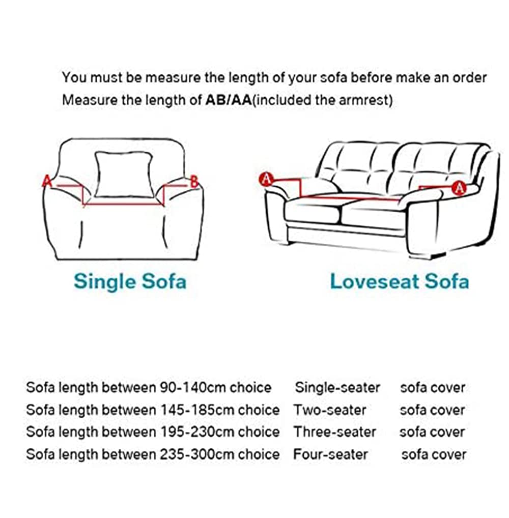 Stretch Sofa Cover Elastic Slipcover - Universal Fit for 4 Seater Couch, Loveseat & Chair - Printed Pattern Fabric Furniture Protector (Beige) - Perfect for Living Room, Home Decor & Pet Protection
