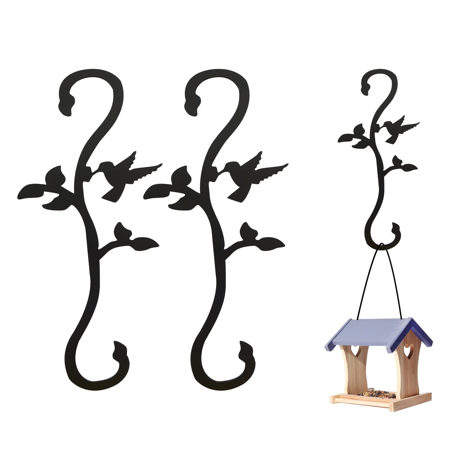 Hummingbird Feeder Hooks - 2 Pack Outdoor Hanging Hooks for Bird Feeders, Wind Chimes, Flower Baskets & Garden Decor - Heavy Duty Shepherd's Hook for Patio, Yard & Fence - Perfect for Outdoor Decor & Backyard Landscaping