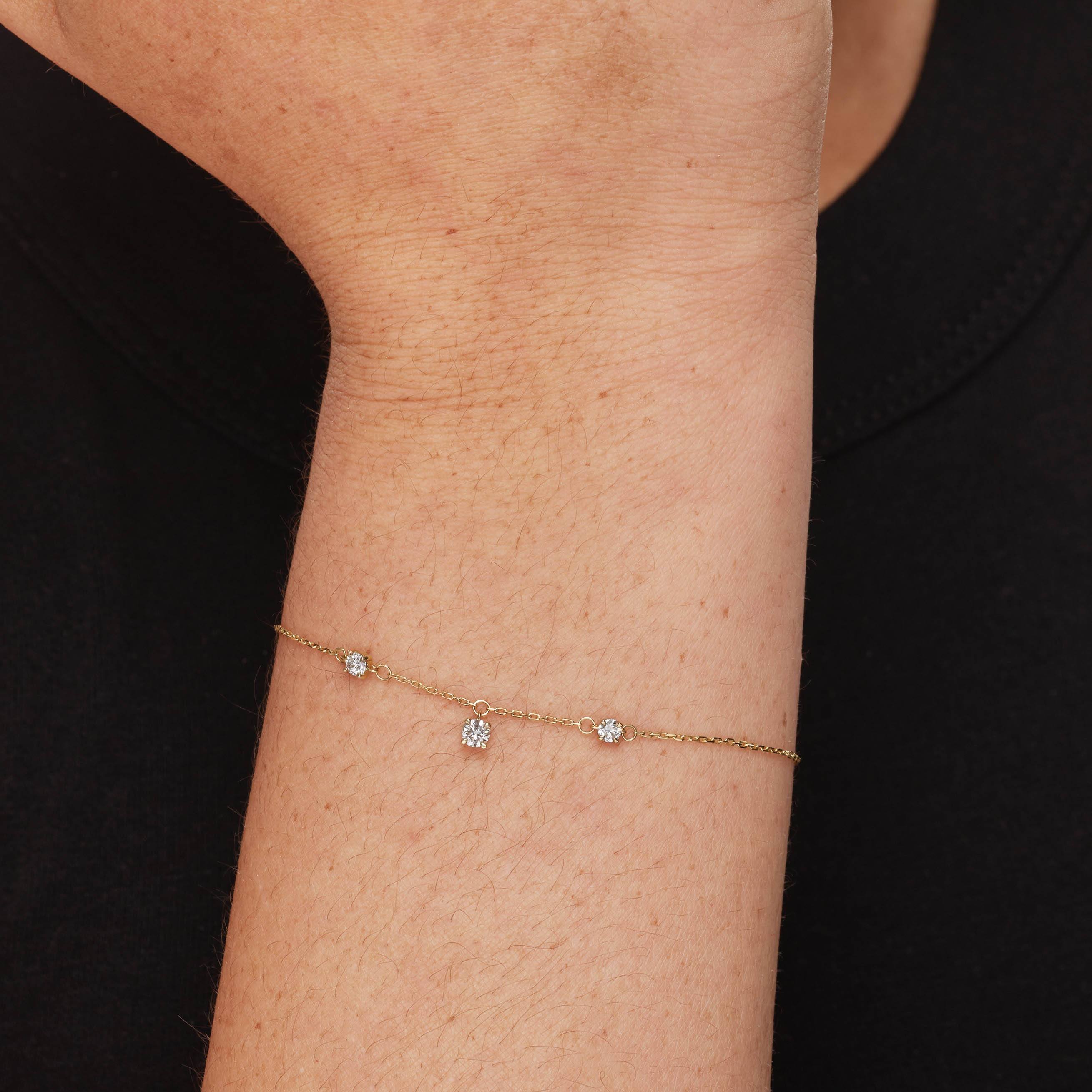 10k Gold Lab-Grown Diamond Floating Droplet Bracelet - Elegant Dainty Jewelry for Women, Perfect for Weddings, Anniversaries & Special Occasions