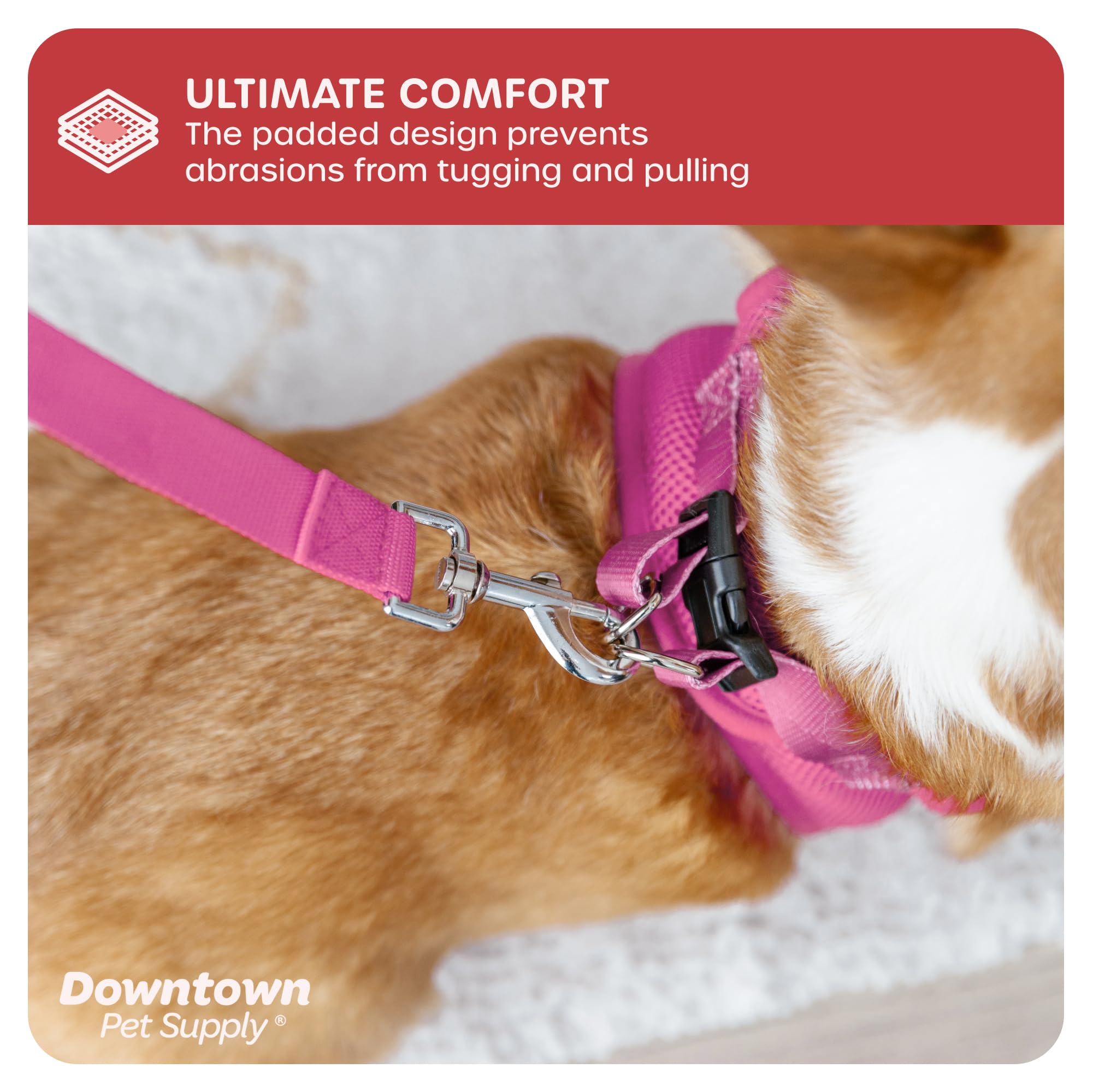 Downtown Pet Supply Step-in Dog Harness - No Pull Adjustable Harness for Teacup Dogs & Small Cats (XX-Small, Pink) - Soft Padded Mesh Fabric with Reflective Trim - Secure Buckle Strap Design - Perfect for Walking, Training & Outdoor Adventures