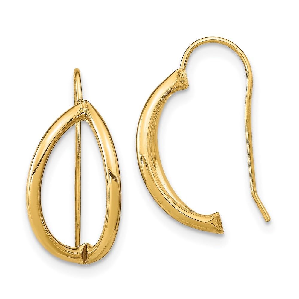 14K Yellow Gold Half Circle French Wire Earrings - 0.67 Inch Length, 0.36 Inch Width - Elegant Dainty Hoop Earrings for Women - Perfect for Everyday Wear, Office & Special Occasions