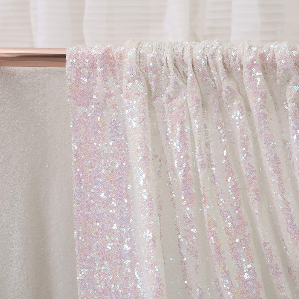 10x10FT Iridescent Sequin Backdrop - Sparkly Wedding Party Decor Curtain