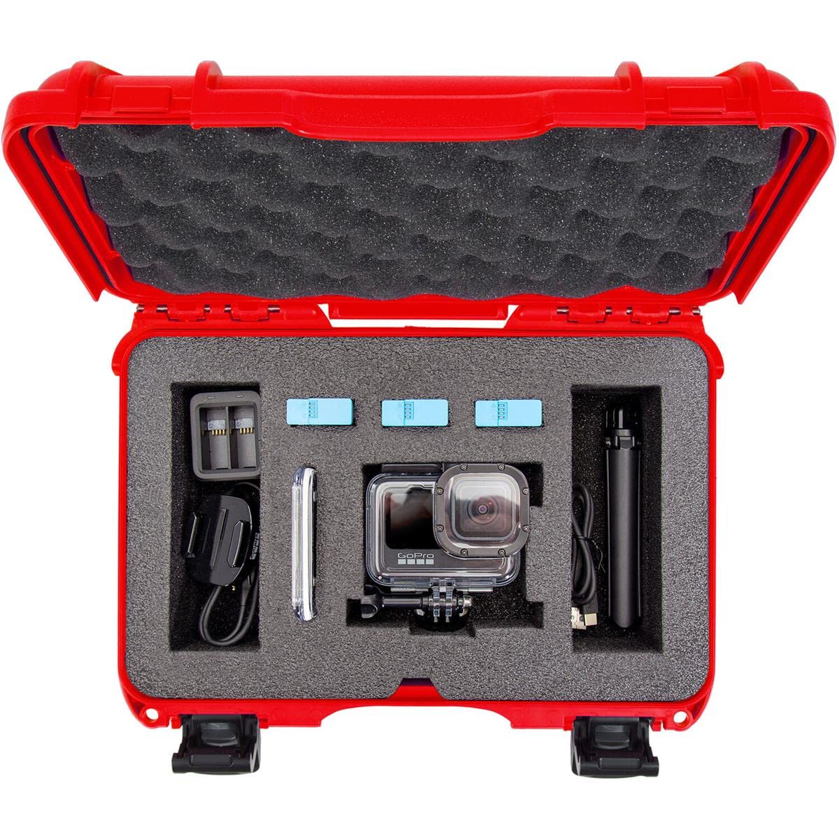 Nanuk 909 Waterproof Hard Case with Customizable Foam Insert - Compatible with GoPro Hero 9 & 10 (Red) - Perfect for Travel, Outdoor Adventures & Camera Equipment Protection