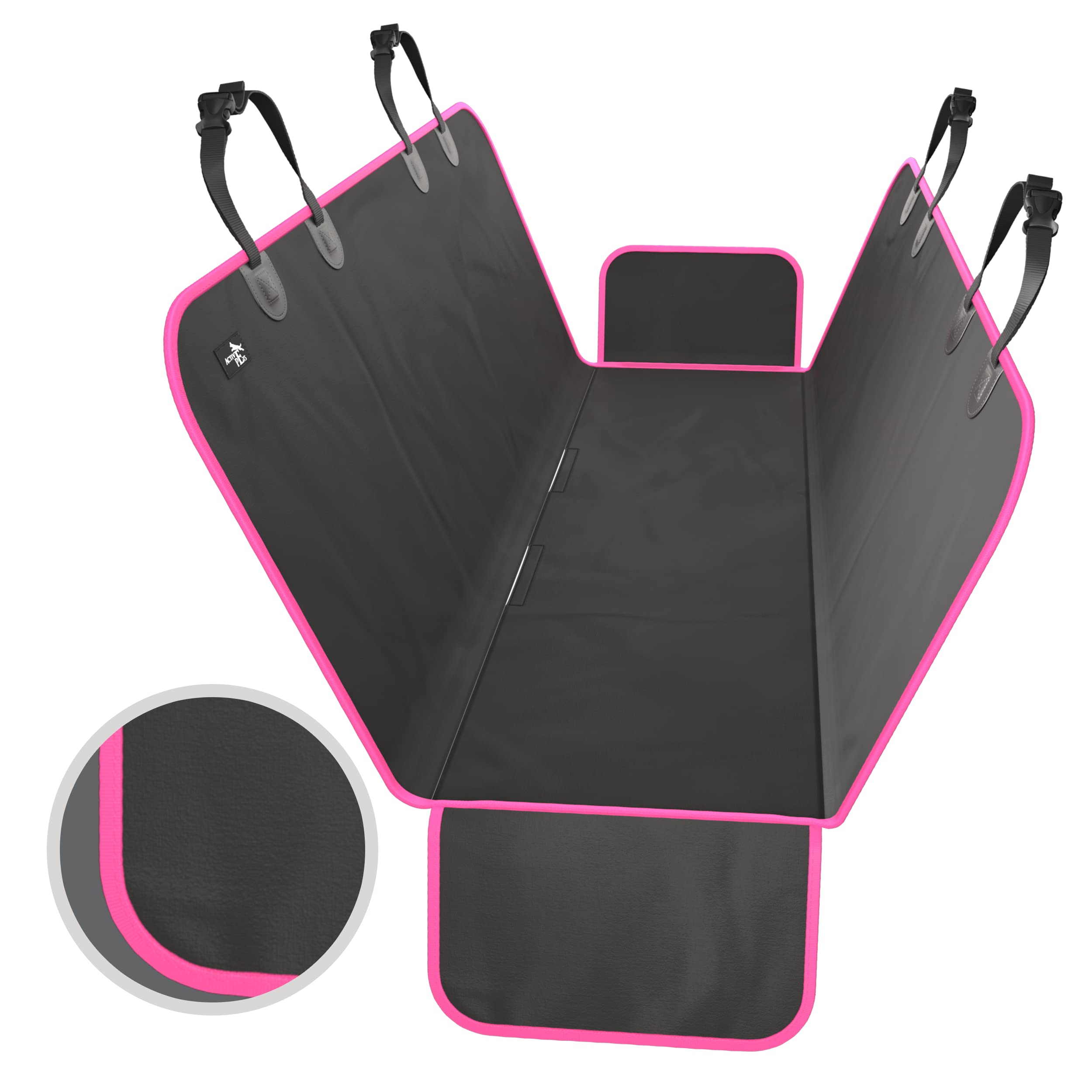 Active Pets Waterproof Dog Car Seat Cover - Convertible Pet Hammock for SUVs, Trucks & Cars | Back Seat Protector | Travel Accessories (Pink) - Perfect for Road Trips & Daily Commutes