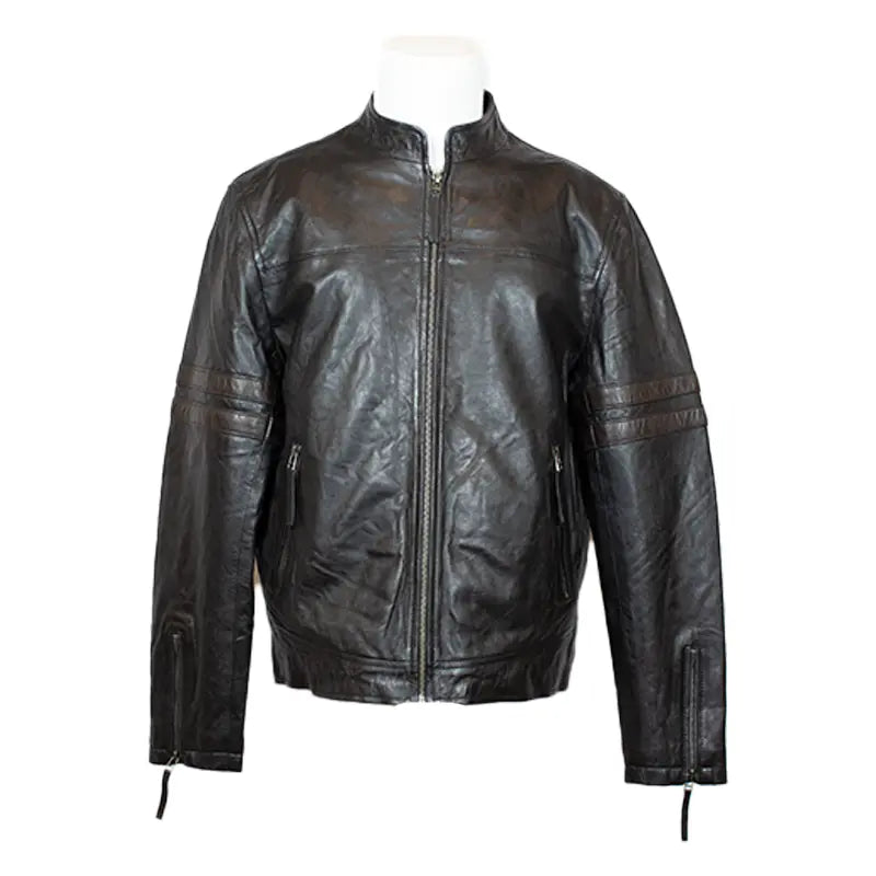 BOL Men's Zip Up Genuine Lamb Leather Jacket - Stylish & Durable for Casual Outings & Motorcycle Rides