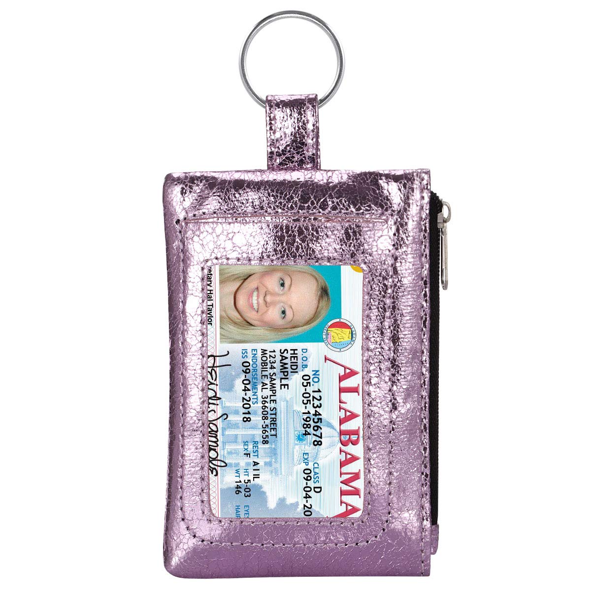 KAMO Slim RFID Blocking Zip ID Case & Coin Purse - Mini Keychain Wallet with Key Ring for Cards, Cash, Coins - Perfect for Travel, Gym, and Everyday Carry
