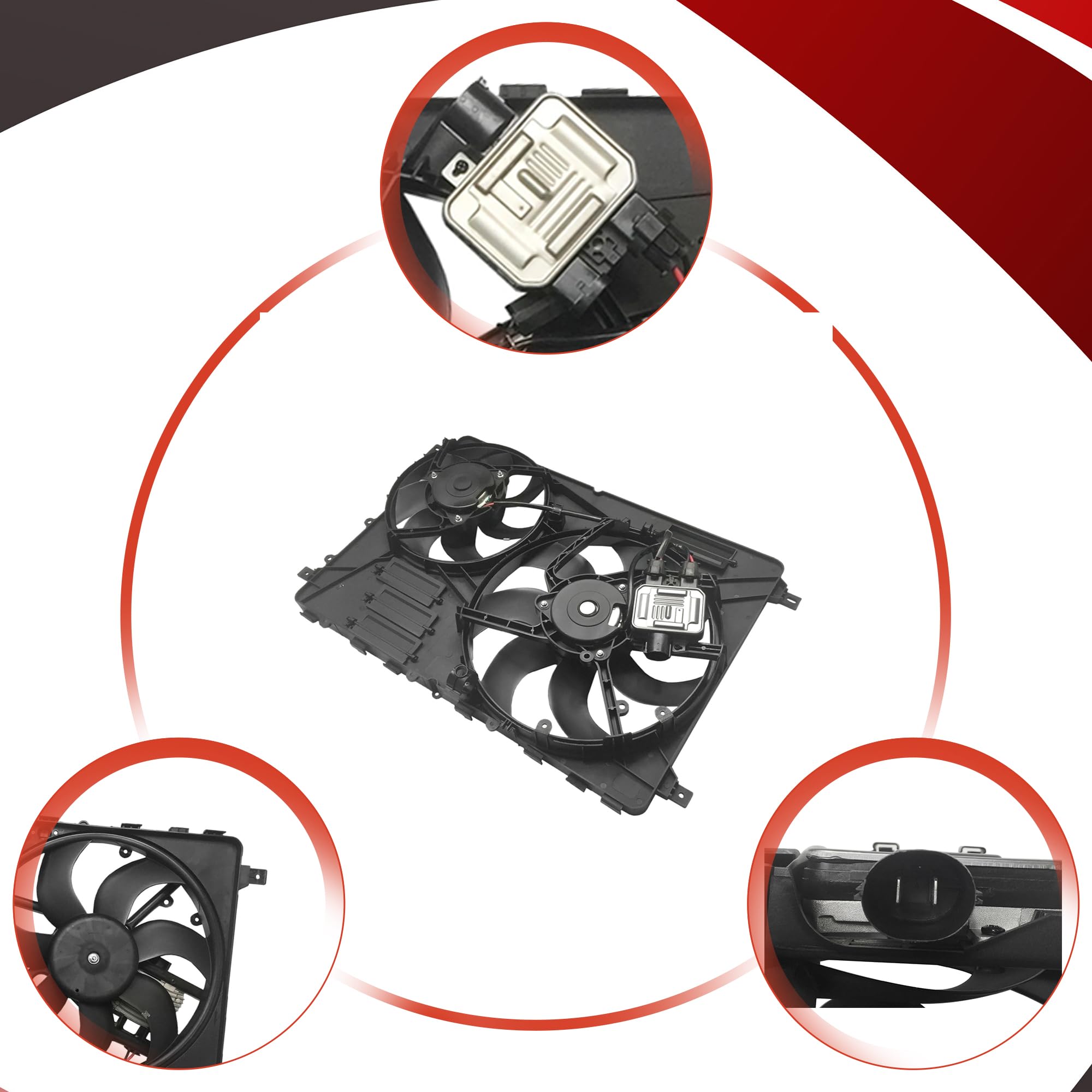PartsFlow Engine Radiator Cooling Fan Assembly Compatible with 2015-2016 Land Rover Discovery Sport, 2012-2016 Range Rover Evoque & 2013-2015 LR2 (LR045248) - Perfect for Off-Road Adventures & Daily Commutes