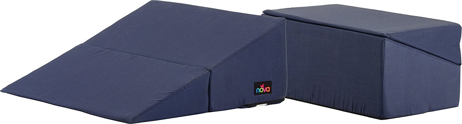 NOVA Medical Folding Bed Wedge Pillow - Adjustable Support for Sleeping, Reading & Laptop Use - Blue Orthopedic Cushion for Back Pain Relief & Comfort