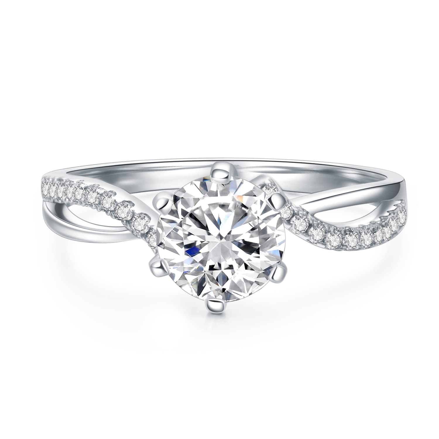 1.15 Carat (ctw) Moissanite Engagement Rings for Women - Platinum Plated Sterling Silver Wedding Band, Anniversary Gift, Promise Ring for Brides & Fiancées (Perfect for Proposals, Valentine's Day & Special Occasions)