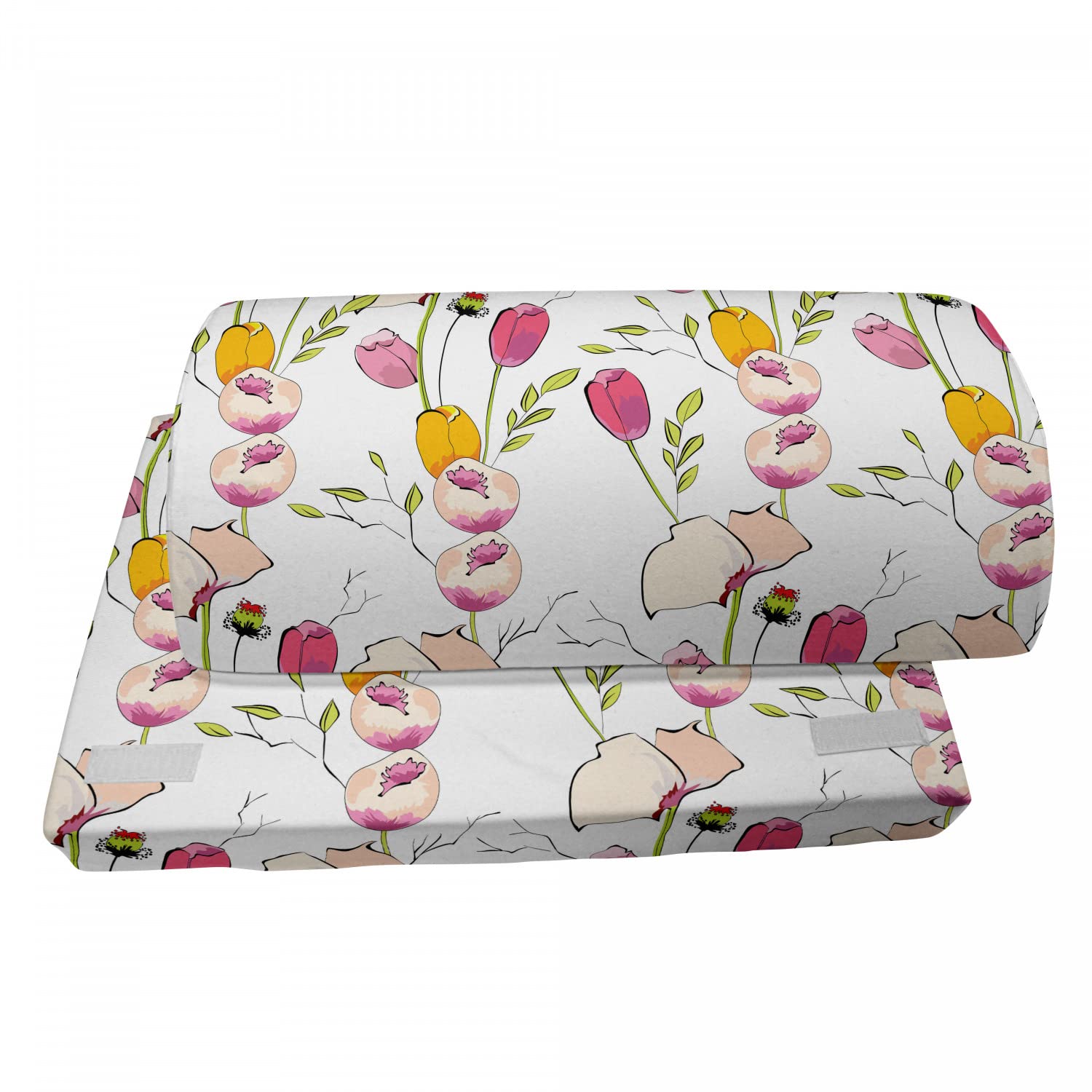 Ambesonne Adjustable Memory Foam Foot Rest with Non-Slip Base - Floral Tulip & Poppy Design for Office Comfort - Ergonomic Leg Support for Home & Work Desks - Perfect for Long Sitting Sessions & Back Pain Relief