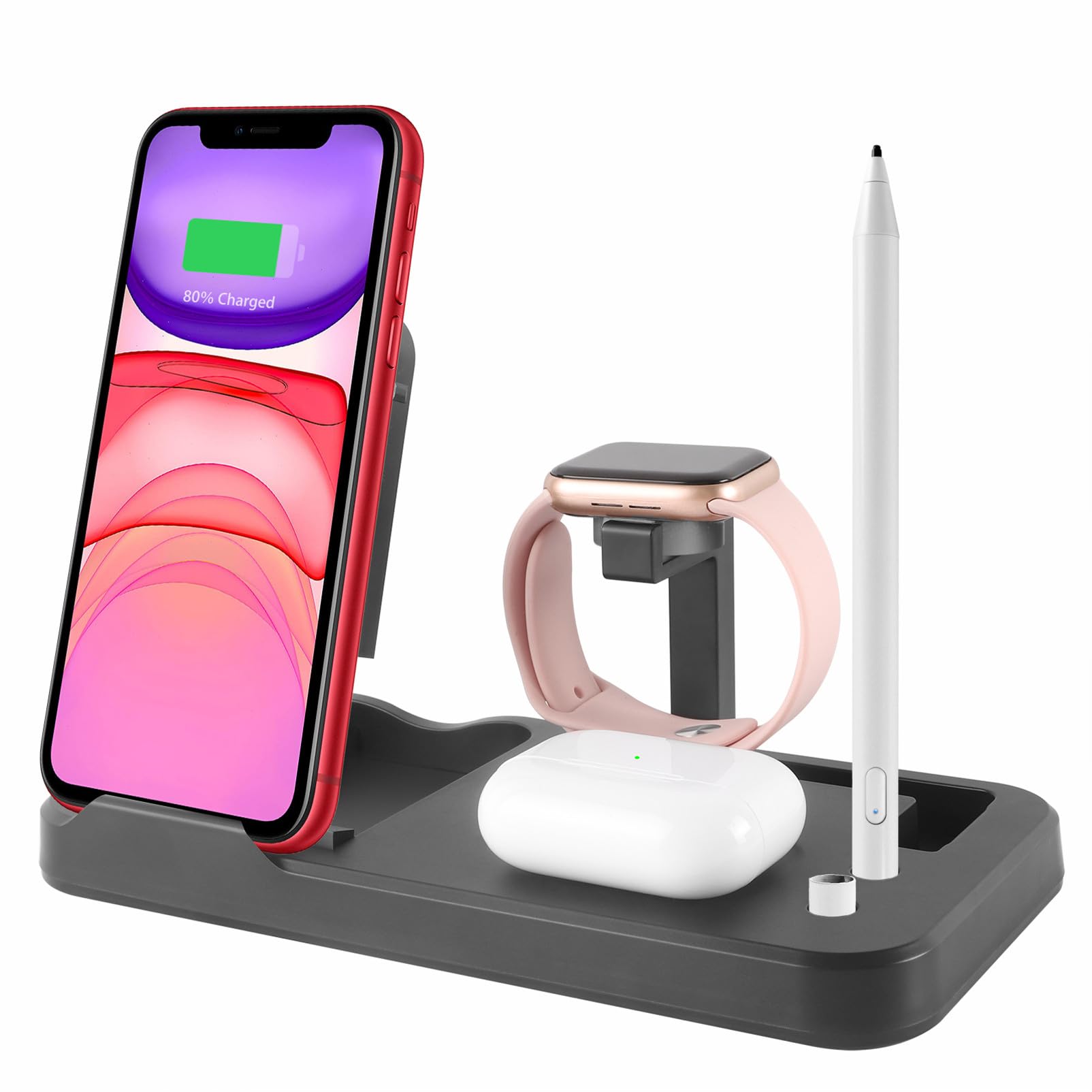 3-in-1 Fast Wireless Charging Station for iPhone 15/14/13/12, Samsung S23/S22/S21, AirPods Pro - Foldable Adjustable Stand with LED Indicator for Home, Office & Travel