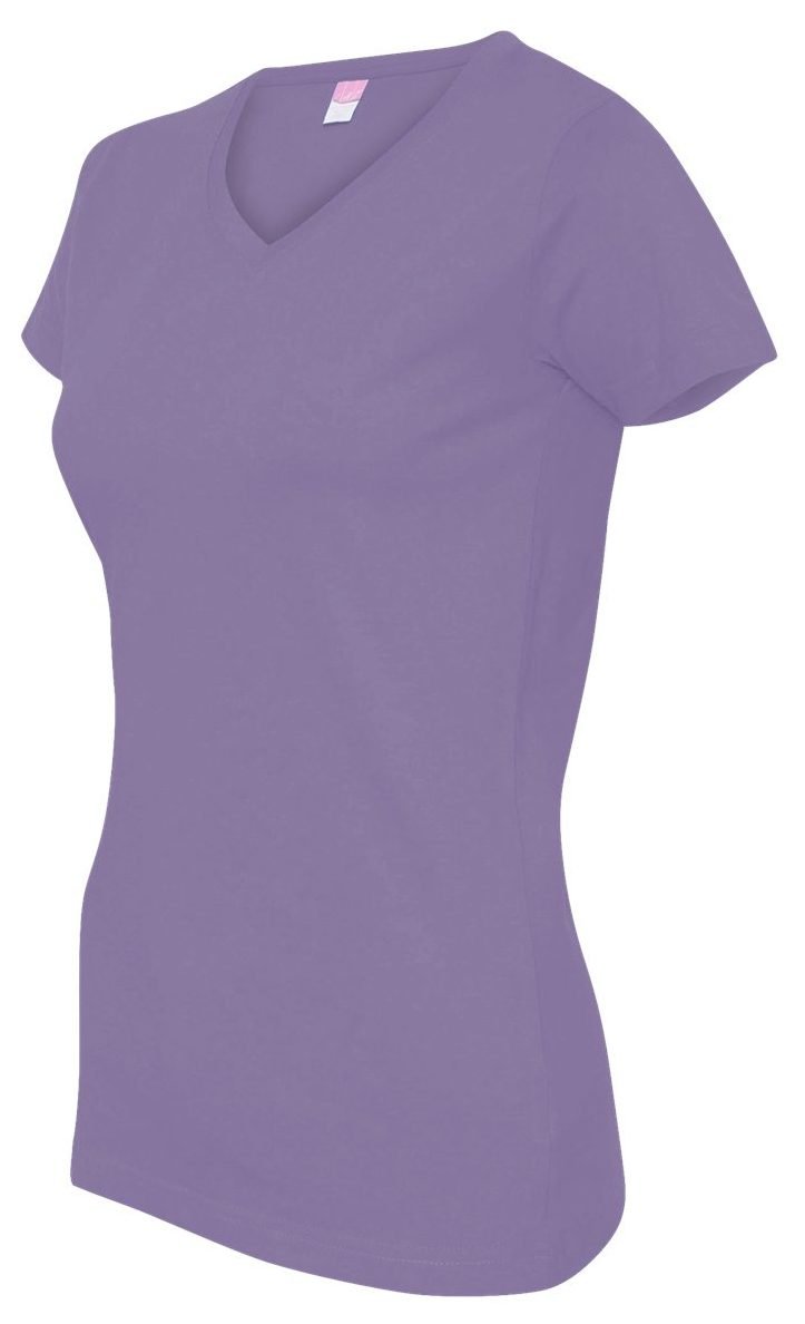 3507 LA T Women's V-Neck Long Length T-Shirt in Lavender - Soft Casual Tee for Everyday Wear, Layering & Outfit Styling