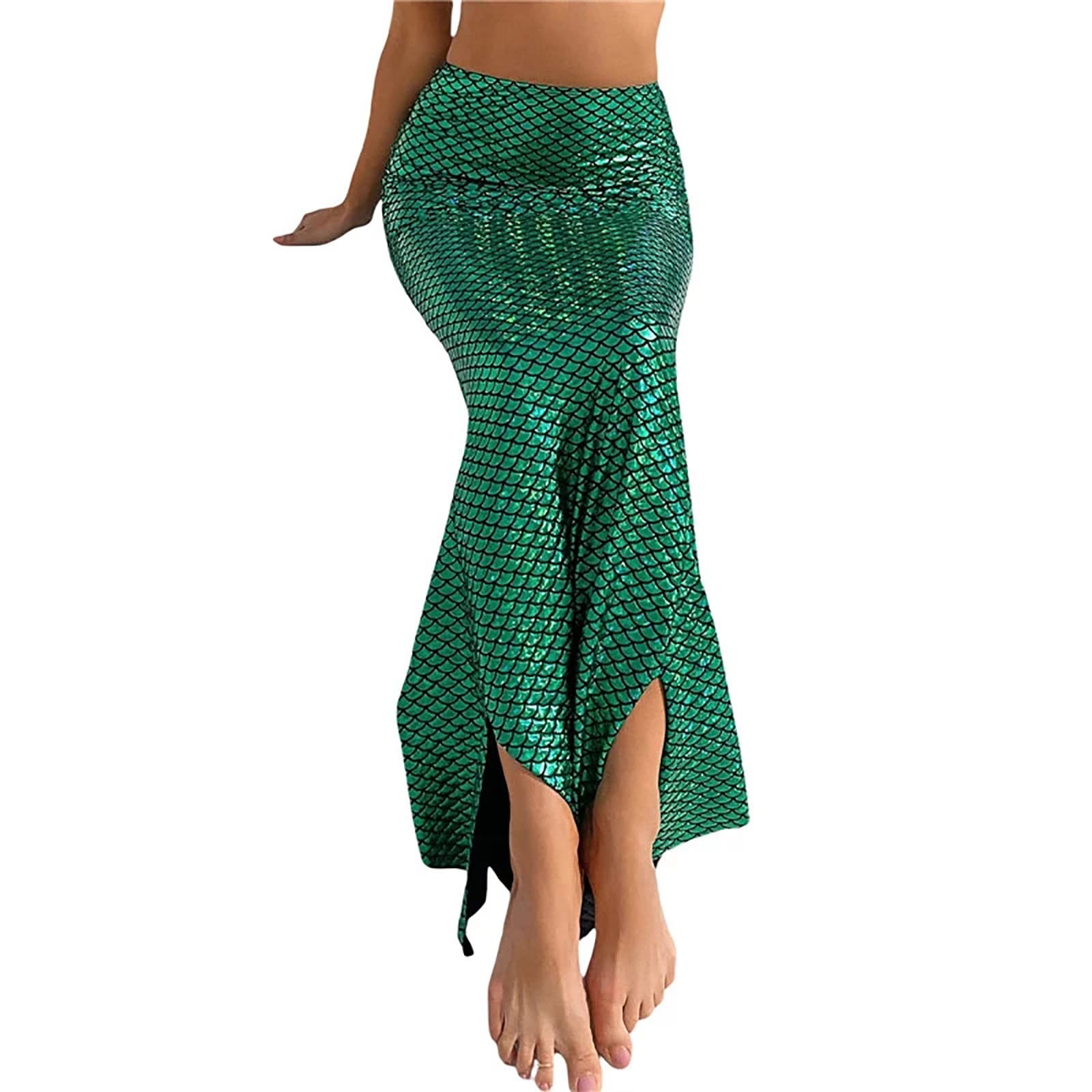 ZJDU Women's Green Mermaid Scale Mini Skirt - High Waisted Fish Print Bodycon Skirt for Summer, Medium Size | Perfect for Beach Parties, Date Nights & Festival Outfits