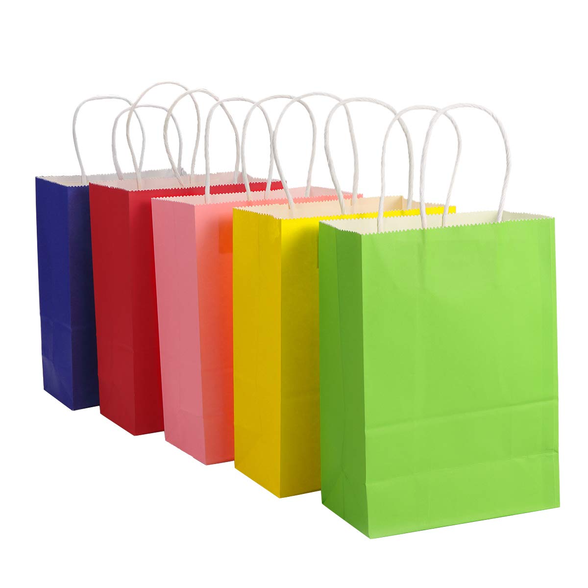 TOYMYTOY 20pcs Kraft Paper Gift Bags with Handles - Assorted Colors for Party Favors, Wedding, Birthday & Shopping Bags | Eco-Friendly Favor Bags for Events, Retail & Gift Packaging
