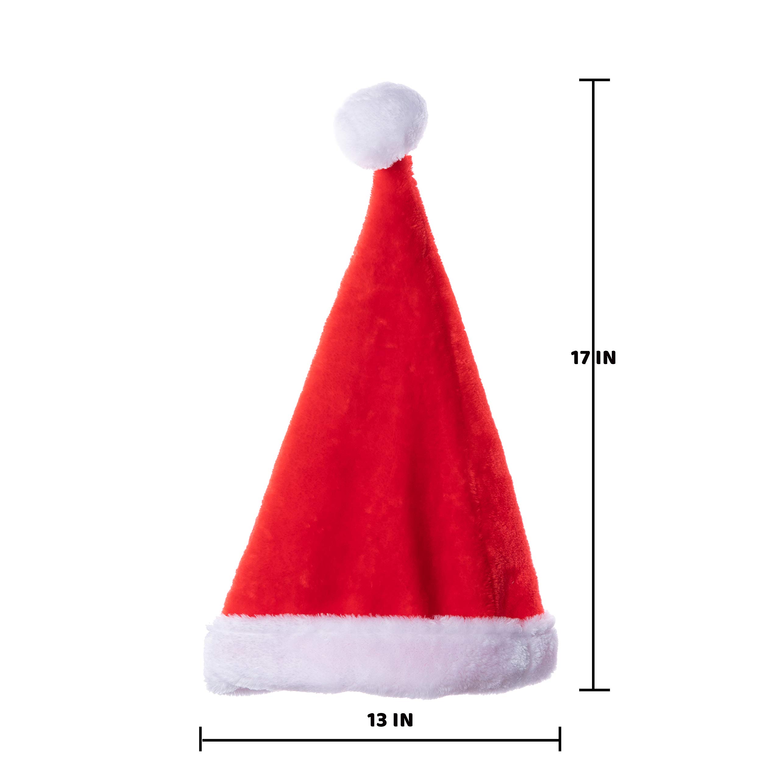 8 Pcs Premium Santa Hats - Red Velvet Christmas Hats with Plush Trim & Grey Brim | Bulk Holiday Party Favors for Kids & Adults (One Size Fits All) | Perfect for Christmas Parties, Family Gatherings & Festive Photo Shoots