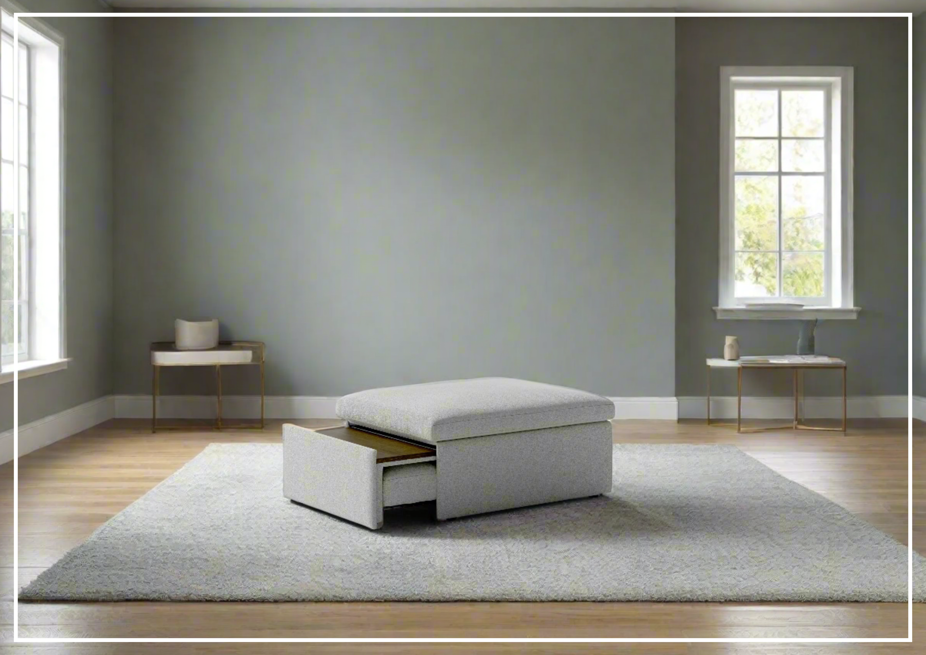 Luonto Otto Cot Size Sleeper Ottoman with Storage Drawer - Convertible Daybed for Guest Room, Nursery & Small Space Living - Perfect for Apartments, Dorms & Home Offices