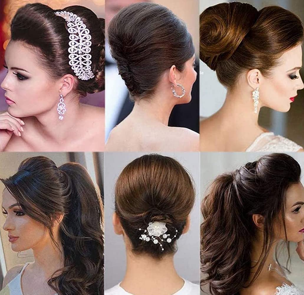 Erioctry Dark Brown Hair Bun Comb - High Heat Resistant Fiber & Plastic Teeth, 10cm Invisible Hair Grip for Women | Wedding, Party & Everyday Hairstyles (Perfect for Updos, Ponytails & Quick Styling)