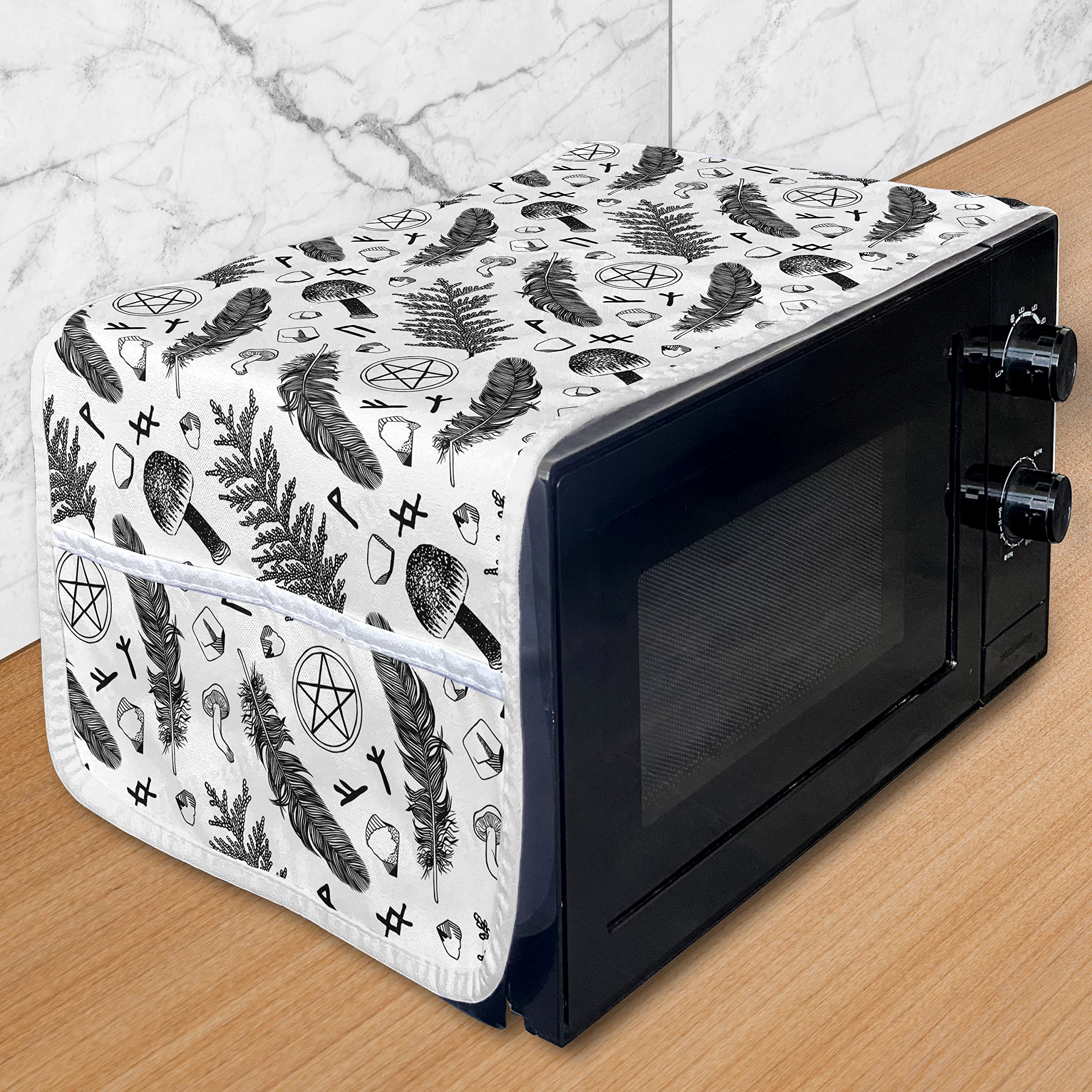 Ambesonne Bohemian Microwave Cover, Waterproof Kitchen Organizer with Pockets, 36