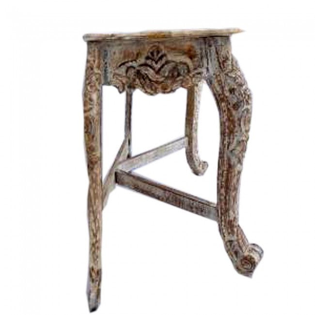 Hand Carved Distressed White Console Table - Entryway Hall Table for Farmhouse & Rustic Decor - Perfect for Foyers, Living Rooms & Dining Areas