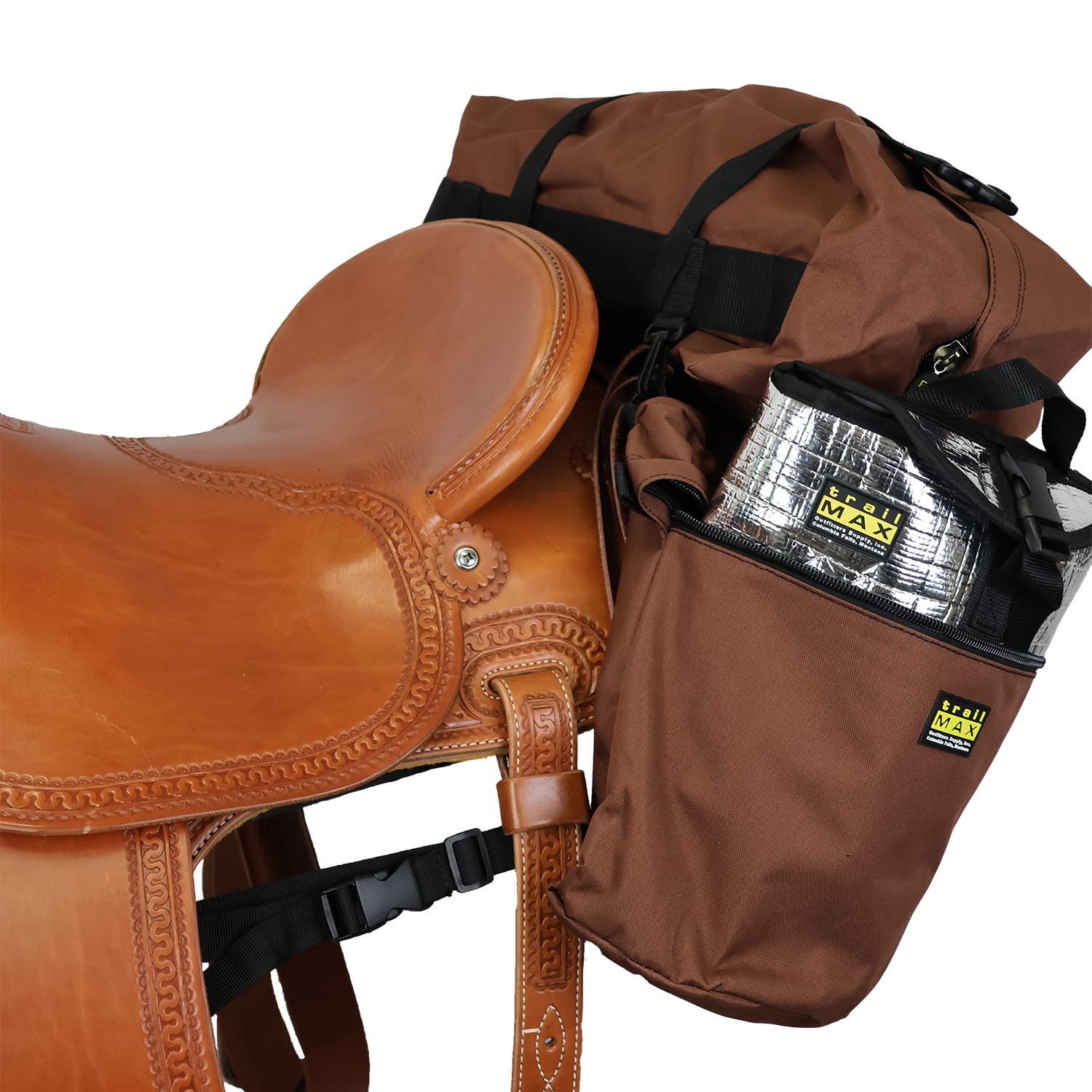 TrailMax Medium Insulated Horse Saddlebags with Detachable Cantle Bag - Waterproof Western & Endurance Riding Gear for Trail Riding, Camping & Outdoor Adventures