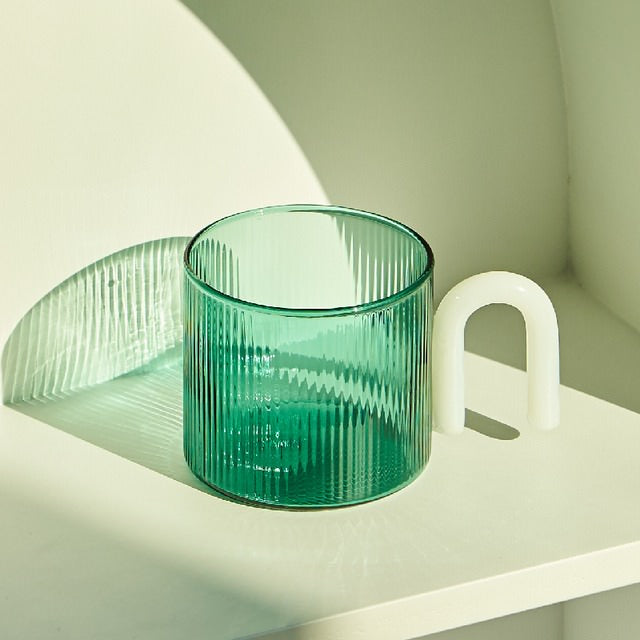 Vintage Ripple Glass Mug - 12oz Retro Design Coffee Cup for Home, Office & Gifts - Perfect for Hot & Cold Beverages, Smoothies & Cocktails