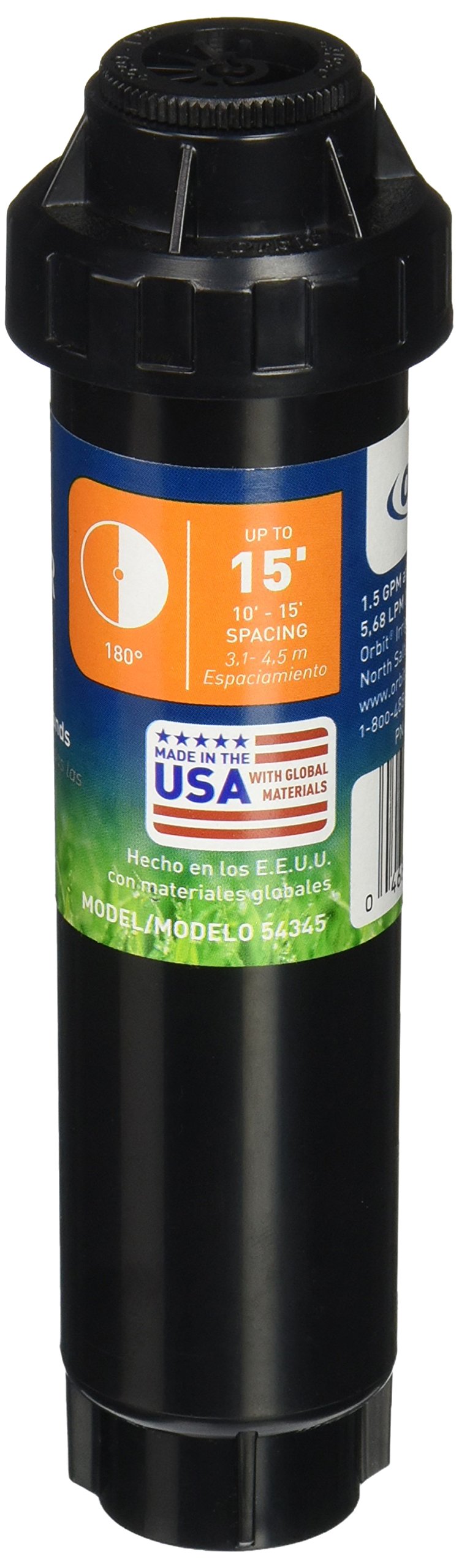 Orbit 4 Inch Adjustable Half-Circle Pop-Up Sprinkler Head - Perfect for Lawn, Garden & Landscape Irrigation System
