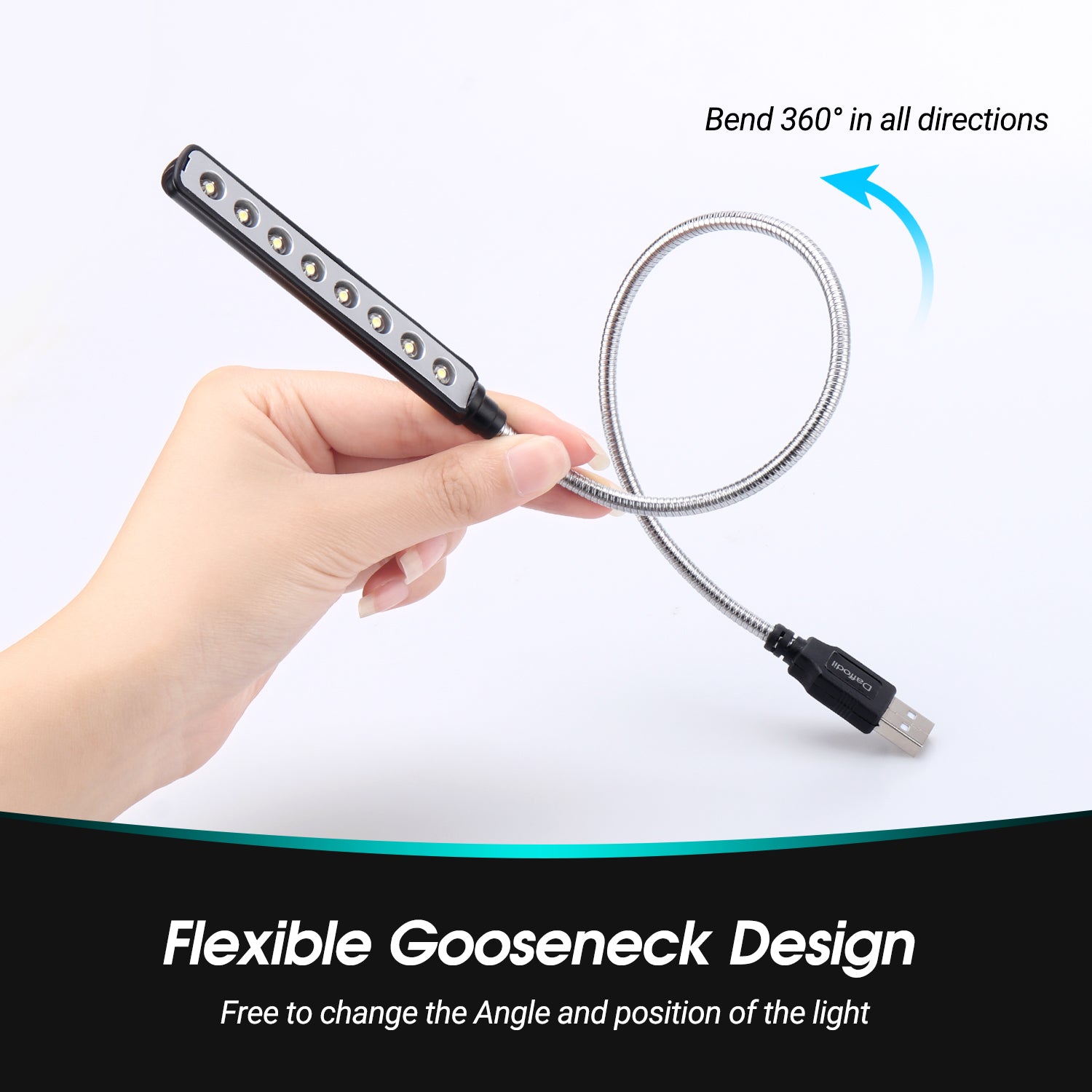 Flexible USB LED Keyboard Lamp - Adjustable Gooseneck Reading Light for Laptop, MacBook, Chromebook (ULT05) - Perfect for Night Work, Gaming & Study Sessions