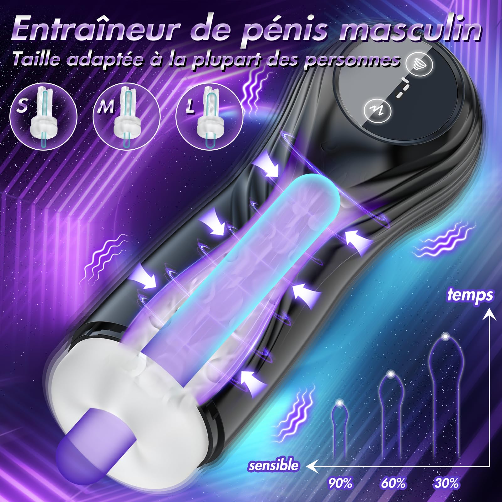 7 Suction & Vibration Male Masturbator with LCD Screen - Hands-Free Realistic 3D Vagina Sex Toy for Men & Couples - Perfect for Solo Play, Couples Intimacy & Discreet Pleasure