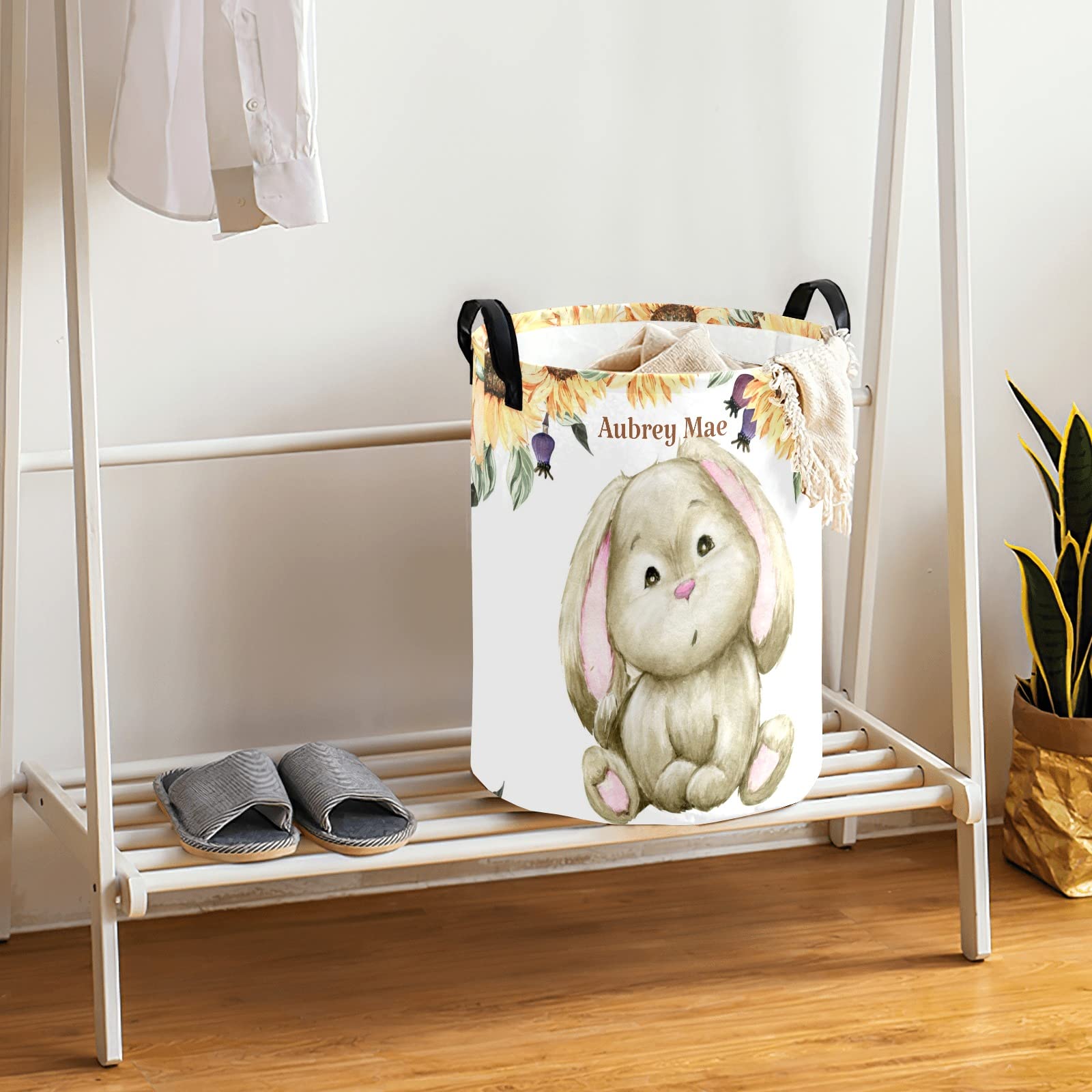 Waterproof Sunflower Bunny Storage Bin - Oxford Fabric Laundry Hamper, Toy Organizer, Nursery Clothes Basket for Baby Room, Kids Bedroom & Gift Storage (Perfect for Home Organization & Playroom Decor)