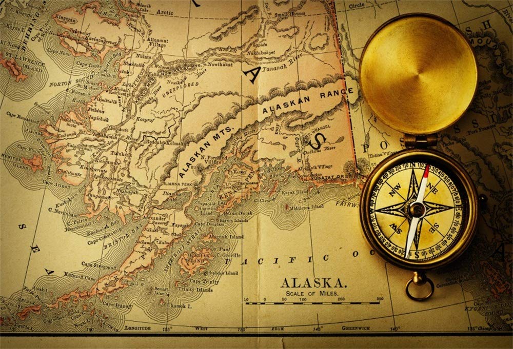 10x7ft Vintage XIX Century Map Photography Backdrop - Old Nautical Exploration Retro Compass & Classic Map Vinyl Wallpaper - Perfect for Photo Booth, Video Shoot, and Themed Party Decor