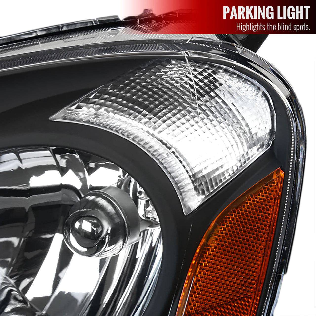2002-2004 Acura RSX Headlight Housing Kit - Matte Black Housing with Clear Lens & Amber Reflectors | Factory Style Replacement Headlights for Improved Night Visibility