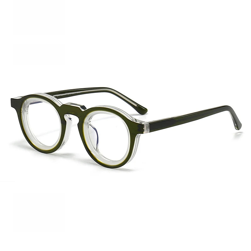 Stylish Black Unisex Acetate Full Rim Round Eyeglasses 442721 - Perfect for Work, Reading & Everyday Fashion