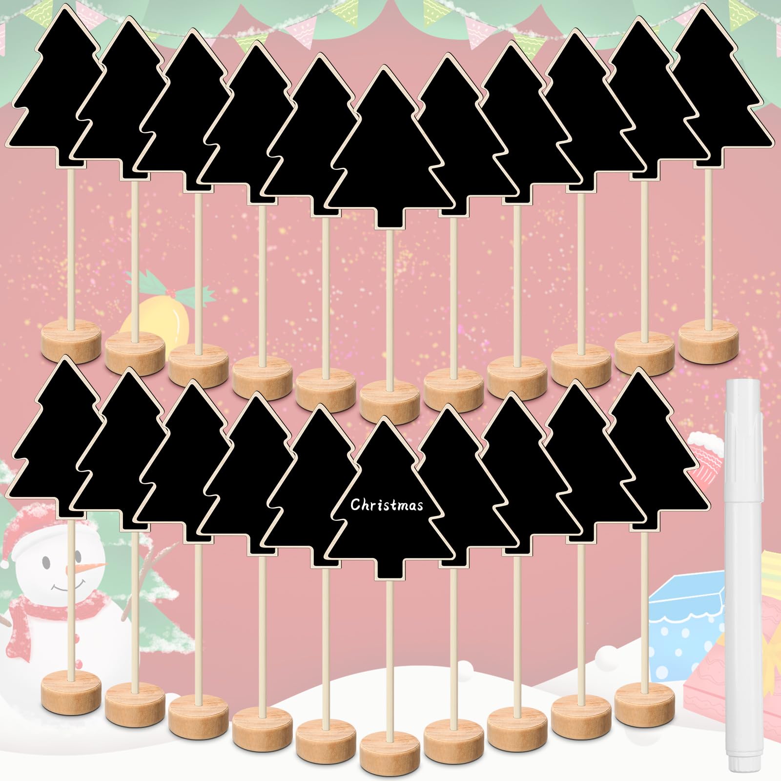 20 Pack Mini Chalkboard Signs with Stand - 3.94