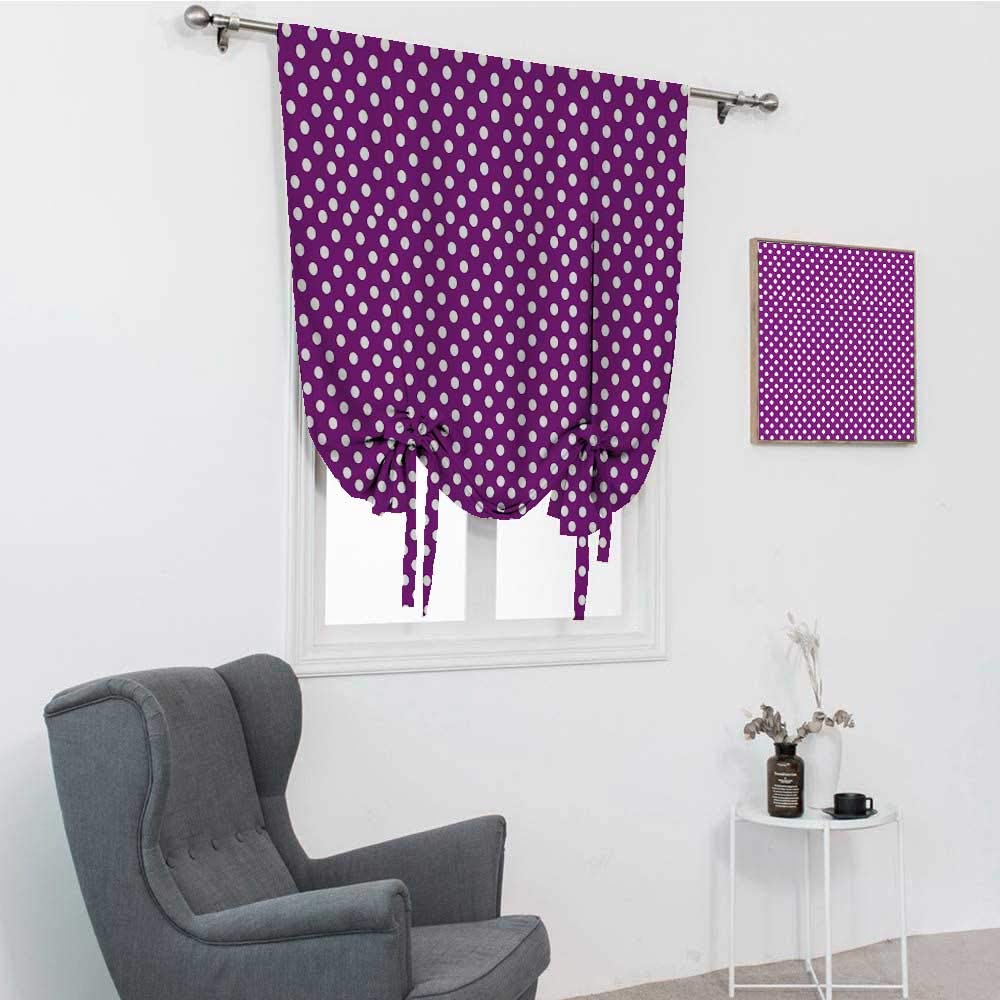 Purple Farmhouse Curtains with White Polka Dots - Vintage Style Room Darkening Window Drapes 42x84 Inch - Perfect for Bedroom, Living Room & Home Decor