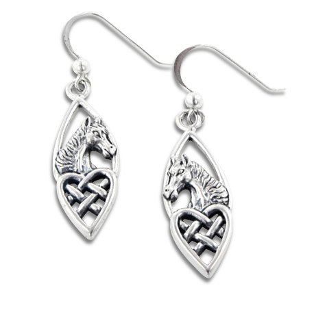 Celtic Knot Heart & Horse Head Sterling Silver Earrings for Women – Irish Symbol Jewelry for Everyday Wear & Special Occasions