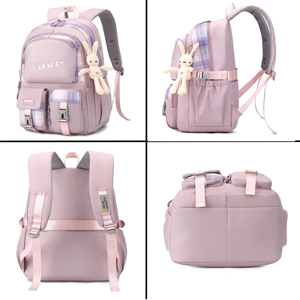 Stylish 15.6 Inch Anti-Theft Laptop Backpack for Women - Pink College Bookbag with USB Charging Port, Large Capacity Travel Daypack for Work, School & Commuting