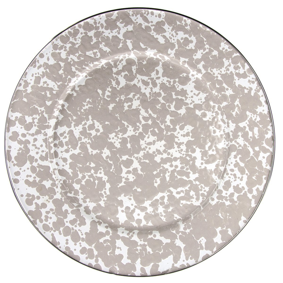 Golden Rabbit Enamelware Charger Plate - 12.5 Inch Elegant Taupe Swirl Design - Perfect for Wedding, Dinner Party & Home Decor Table Setting