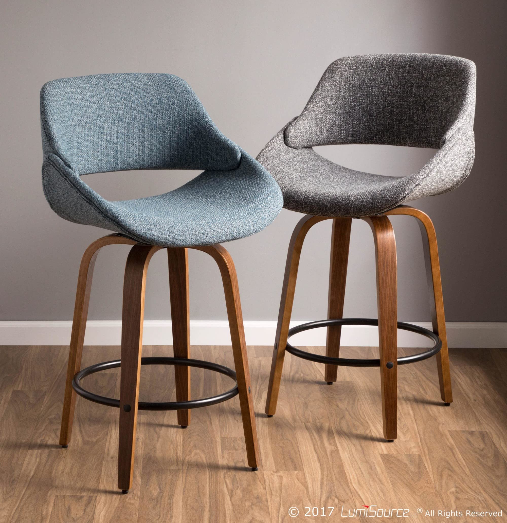 LumiSource Walnut Wood Counter Stools Set of 2 - 24