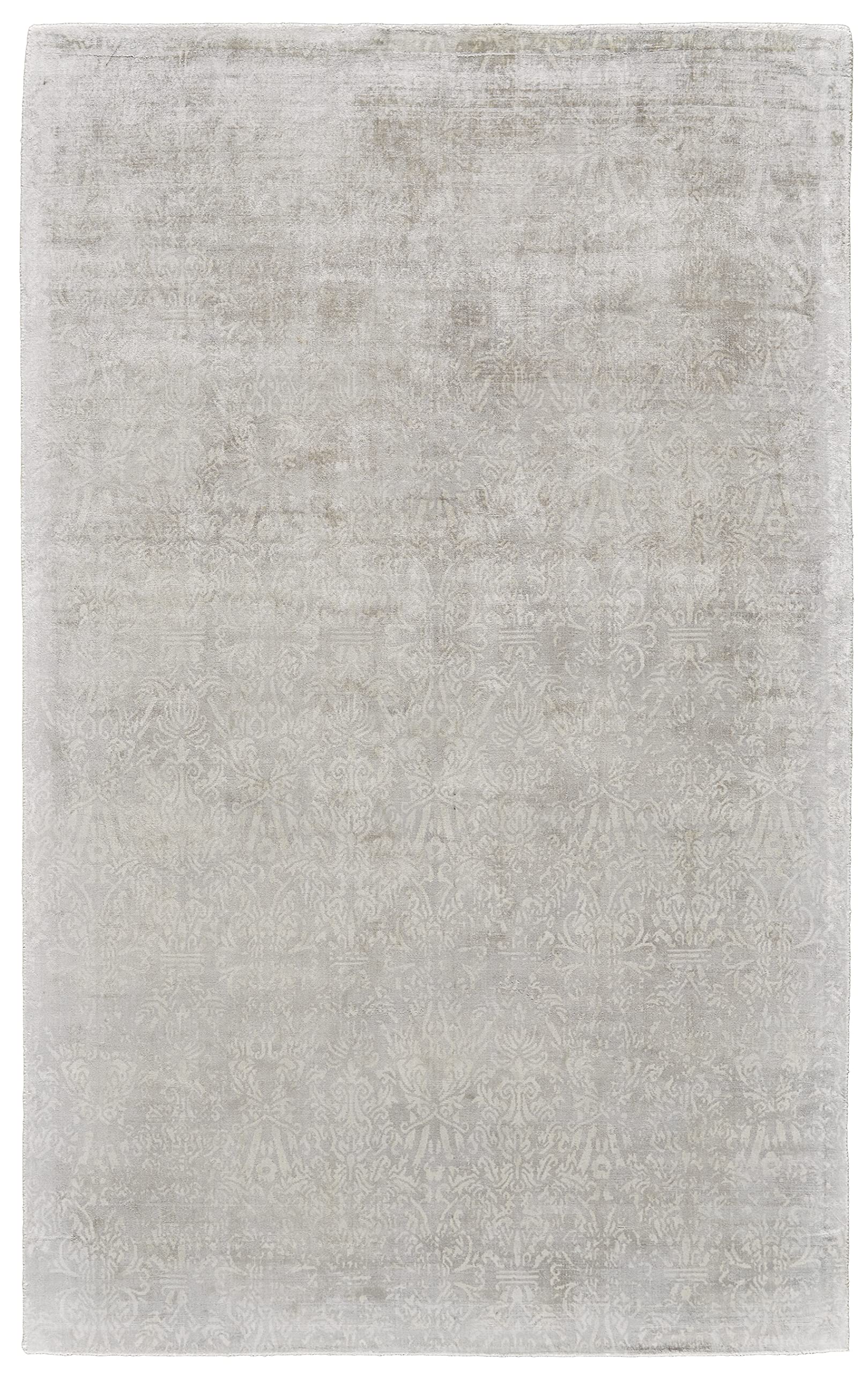 Feizy Rugs - Nadia Distressed Damask Area Rug 5x8 ft, Silver Birch/Light Gray - Soft & Durable for Living Room, Bedroom, Dining Room Decor