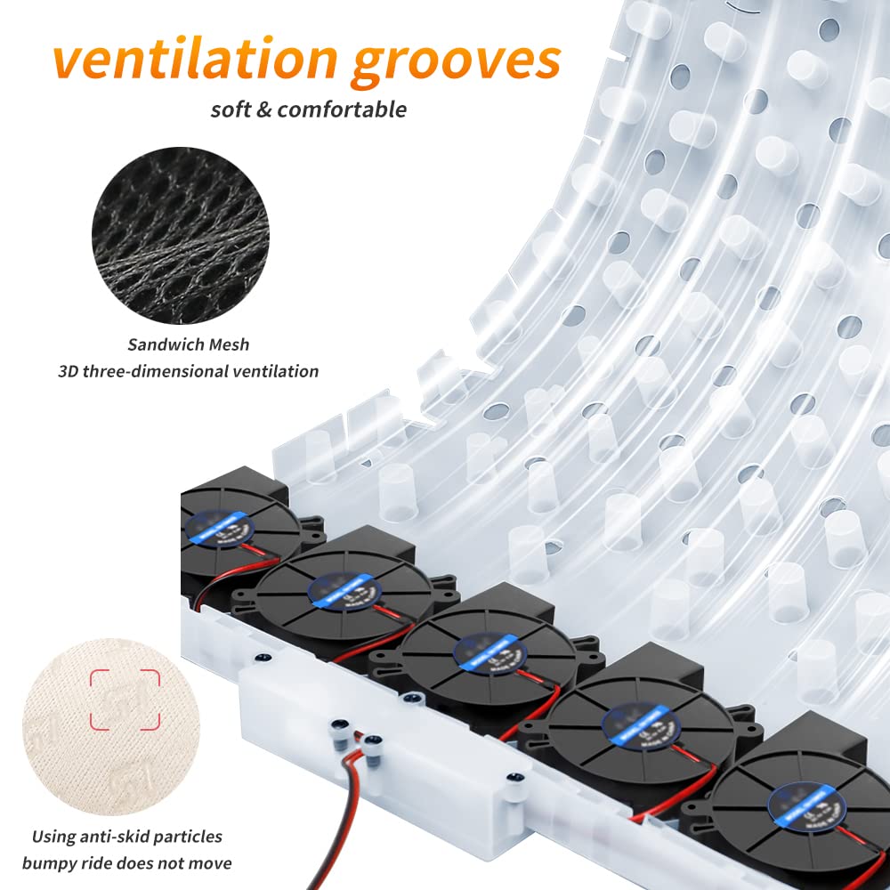 Cooling Car Seat Cushion with 10 Fans & 3-Temperature Settings - 12V Ventilated Seat Cover Cools in 15 Seconds - Breathable Mesh with Storage Pockets for Summer Driving Comfort - Perfect for Road Trips, Commuting & Hot Weather