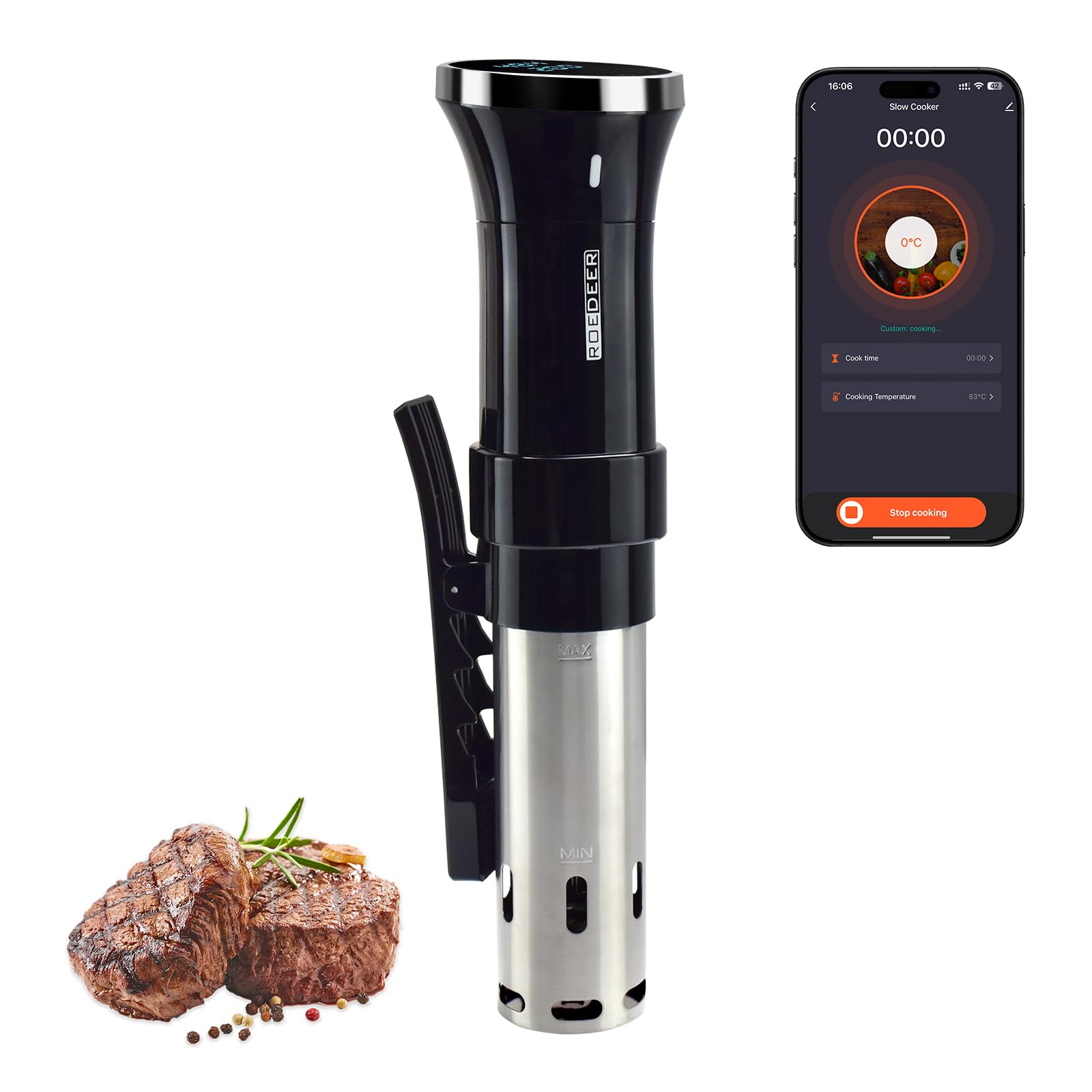 1100W WiFi Sous Vide Cooker with Touch Screen - Precision Immersion Circulator for Tender, Juicy Meals | Accurate Temperature Control | Perfect for Home Kitchens, Restaurants & Meal Prep